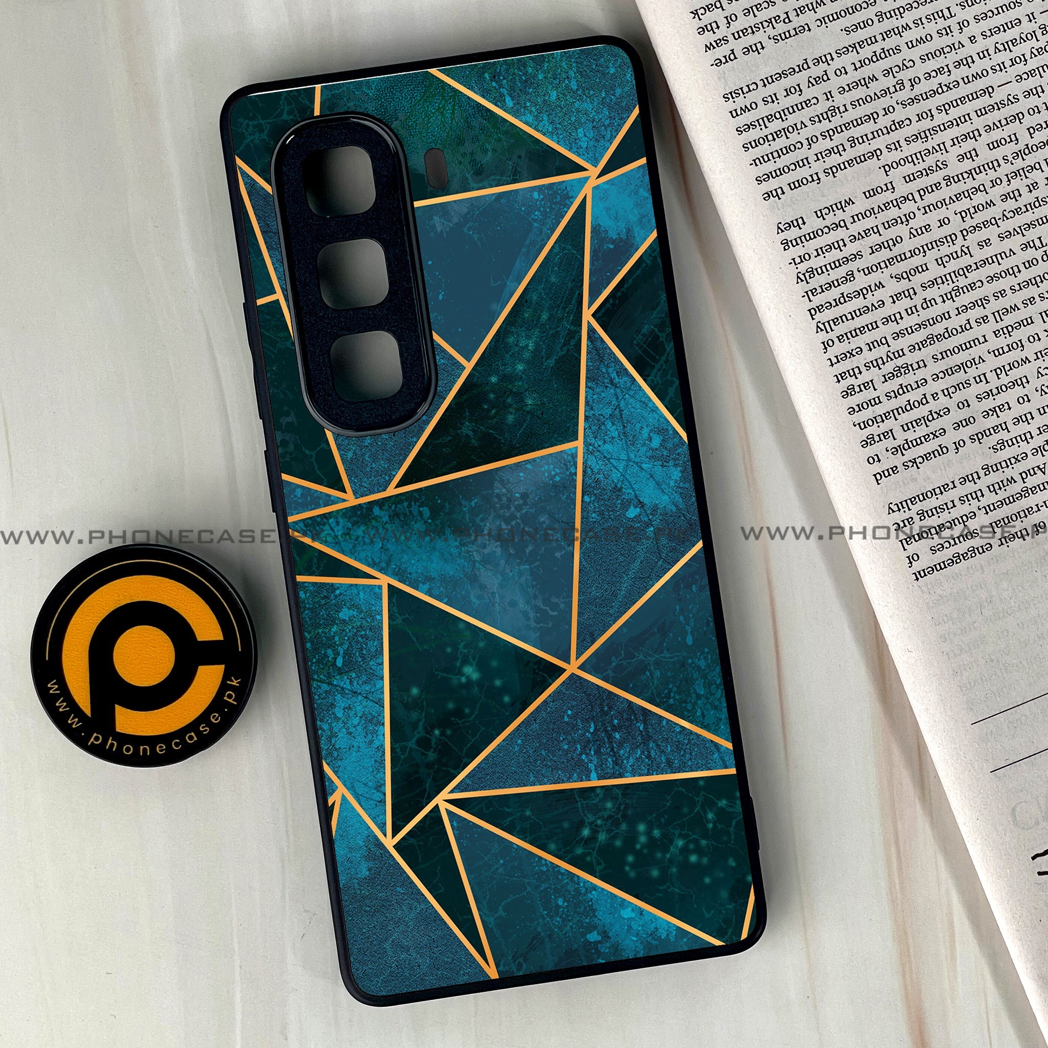 Infinix Hot 60 Pro Plus - Geometric Marble Series - Premium Metal Printed soft Bumper shock Proof Case