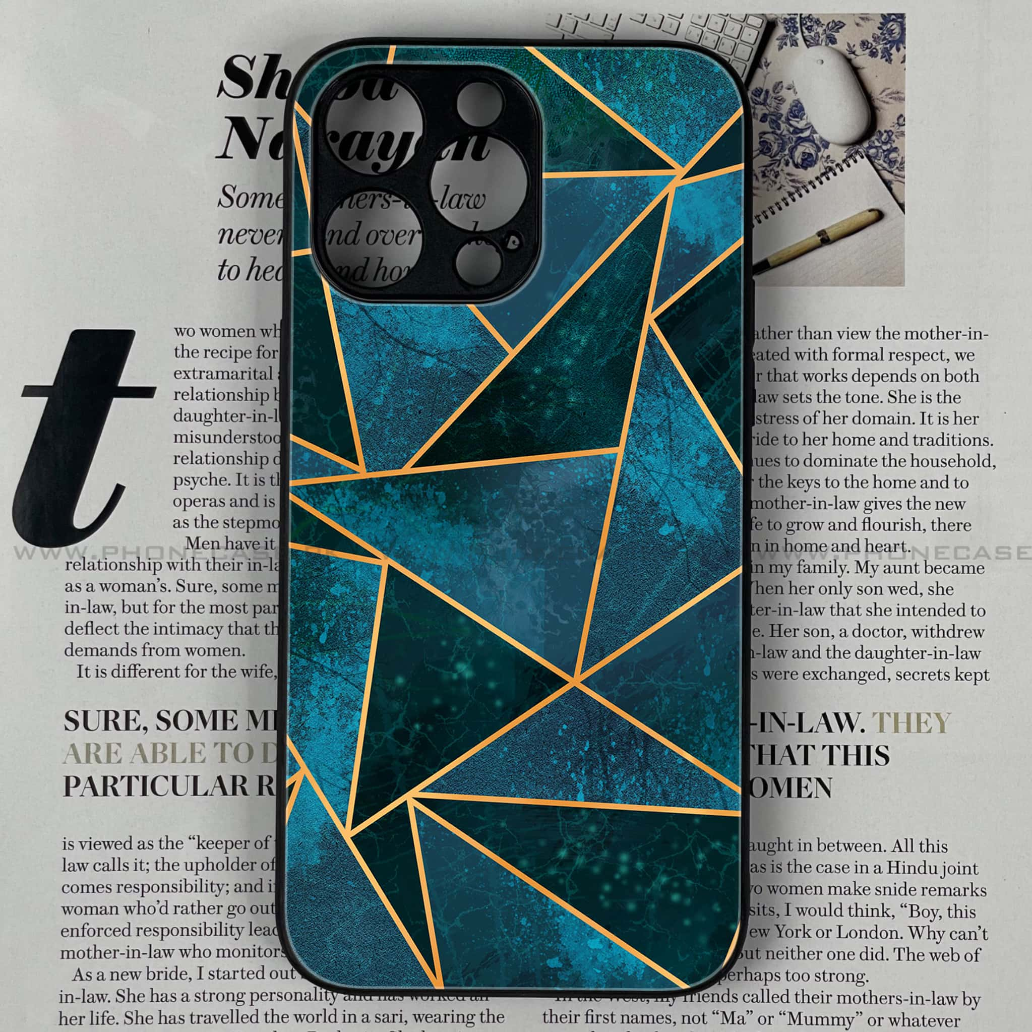 iPhone 15 Pro - Geometric Marble Series - Premium Printed Glass soft Bumper shock Proof Case