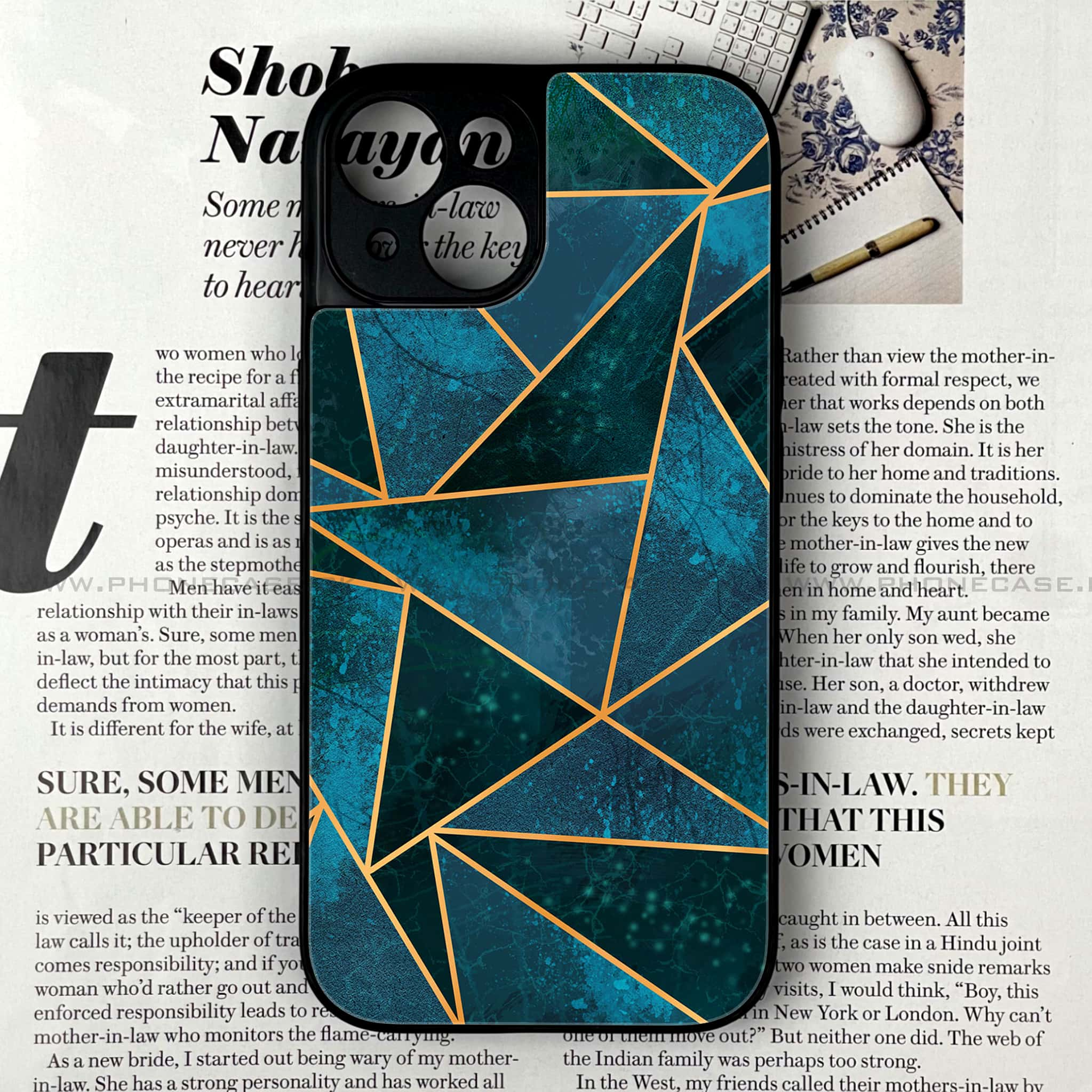 iPhone 14 - Geometric Marble Series - Premium Printed Glass soft Bumper shock Proof Case