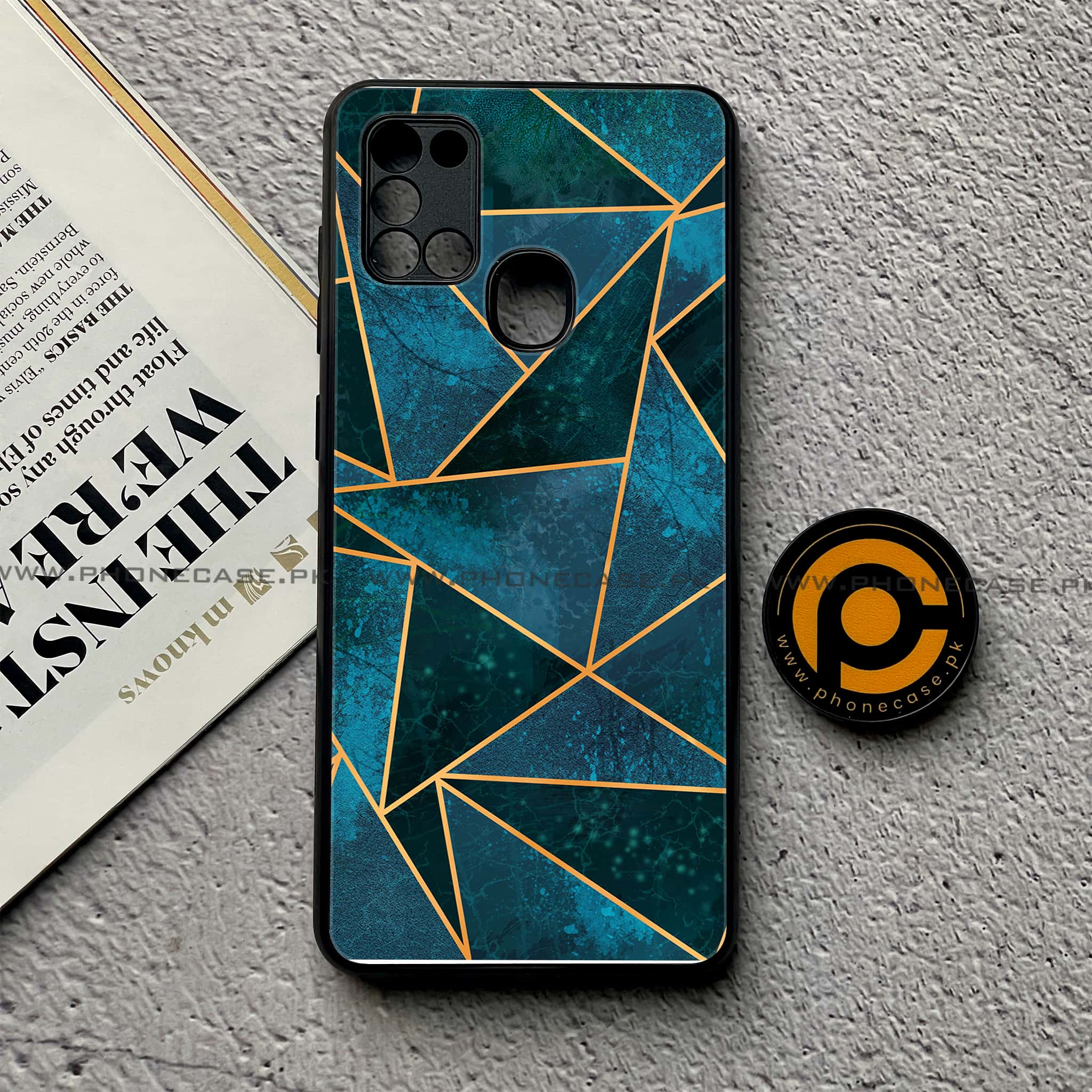 Samsung Galaxy A21s - Geometric Marble Series - Premium Printed Glass soft Bumper shock Proof Case