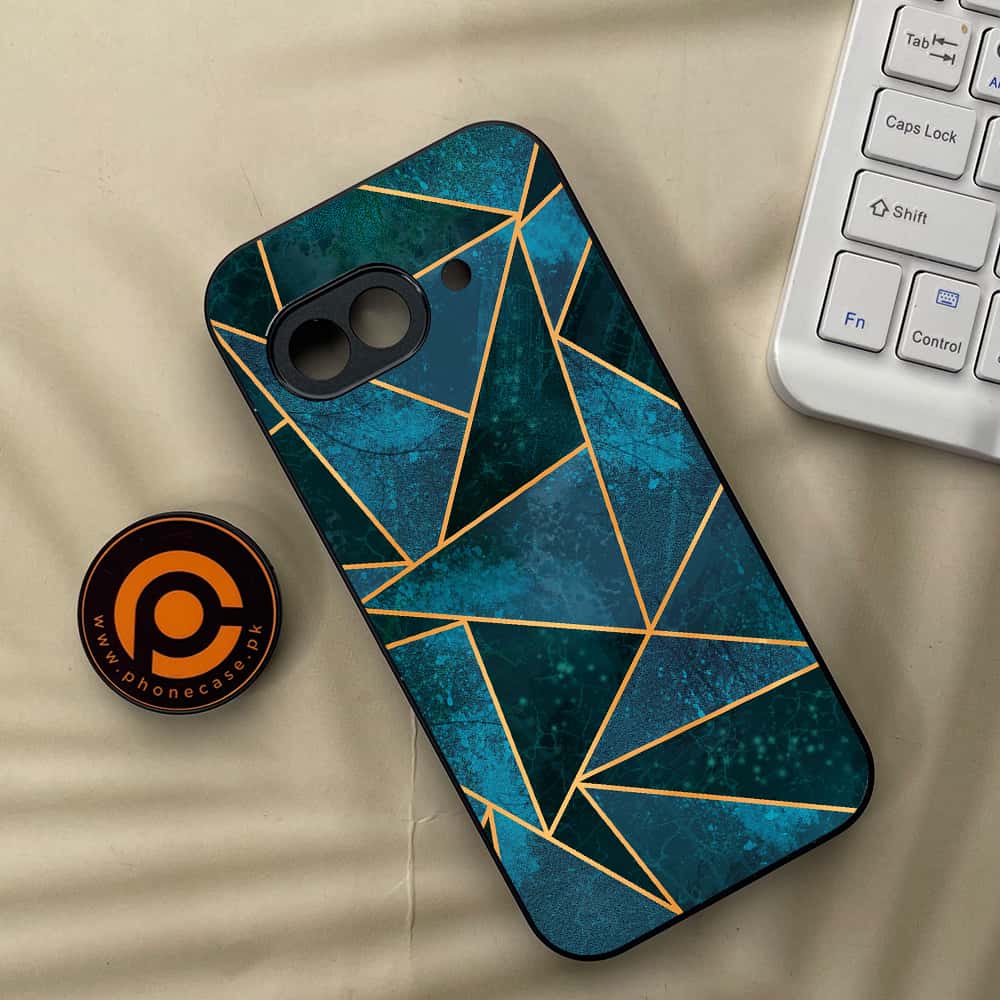 Google Pixel 9a - Geometric Marble Series - Premium Metal Printed soft Bumper Shock Proof Case