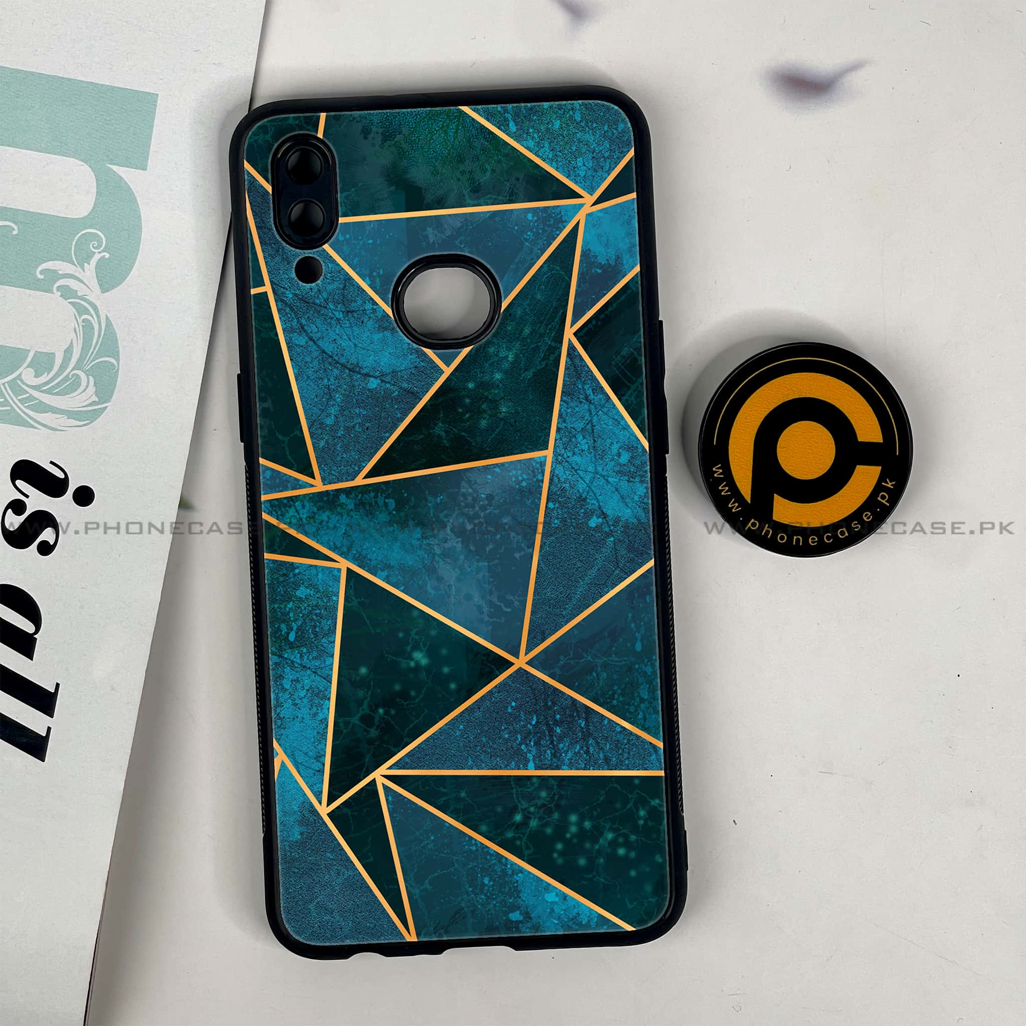 Galaxy A10s - Geometric Marble Series - Premium Printed Glass soft Bumper shock Proof Case