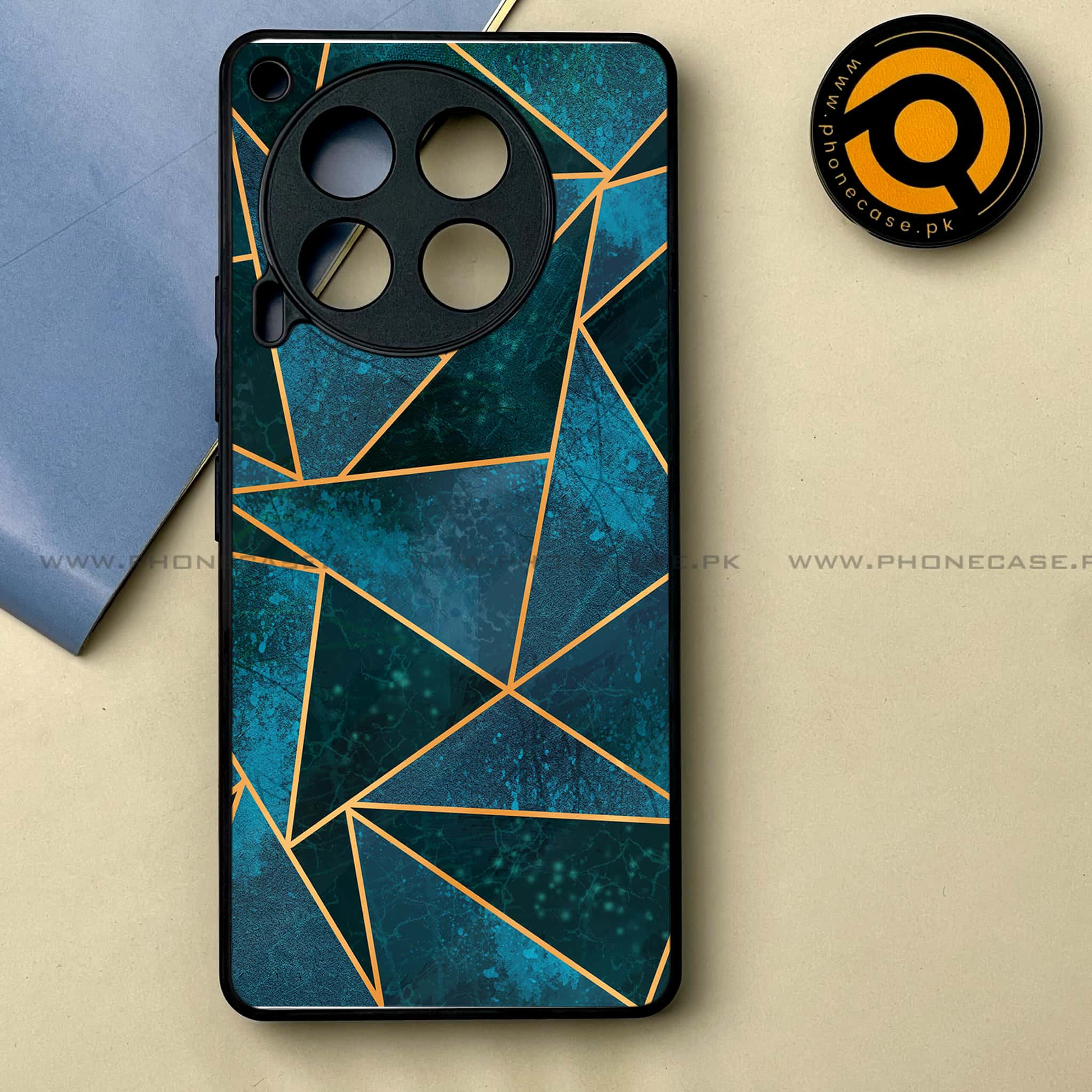 Tecno Camon 30 - Geometric Marble Series -  Premium Printed Metal soft Bumper shock Proof Case