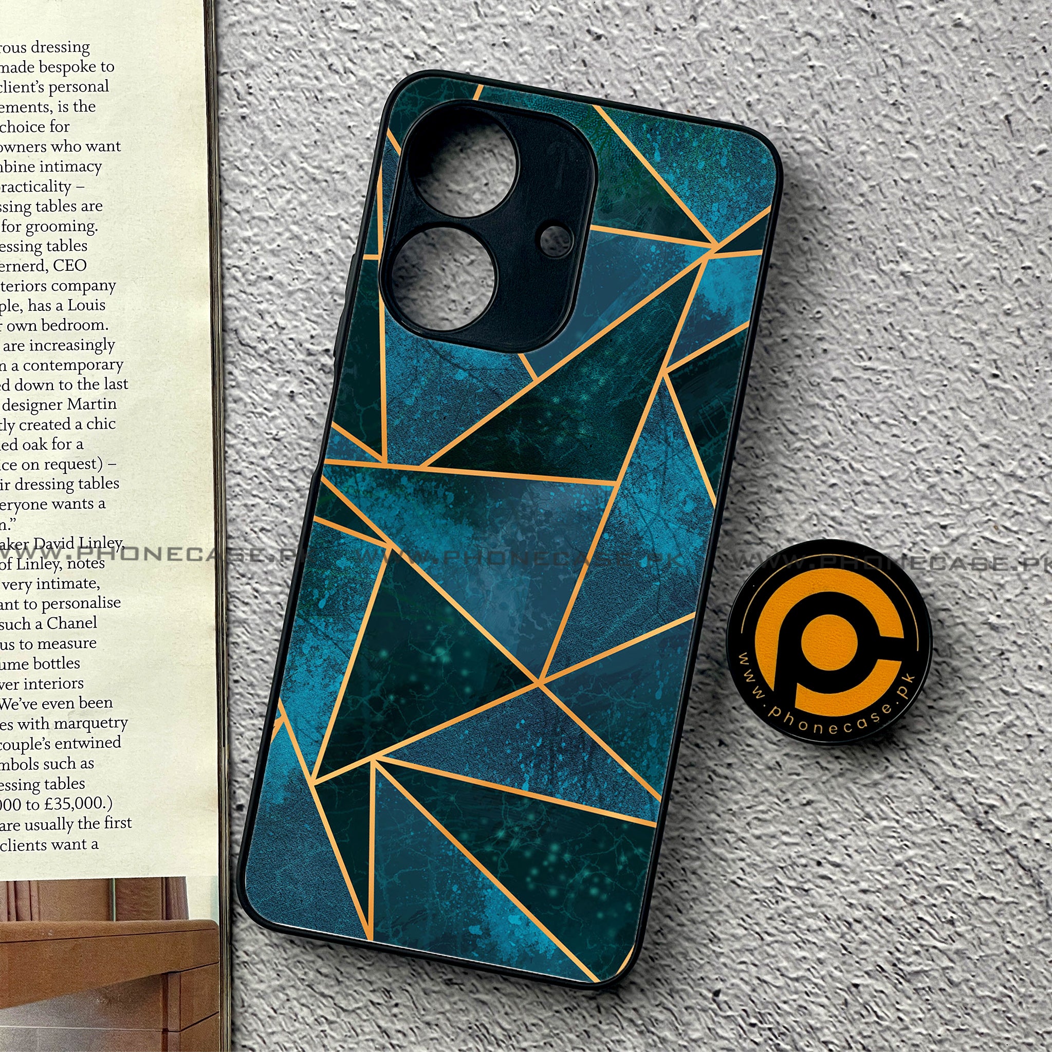 Realme Note 60 - Geometric Marble Series - Premium Printed Glass soft Bumper shock Proof Case