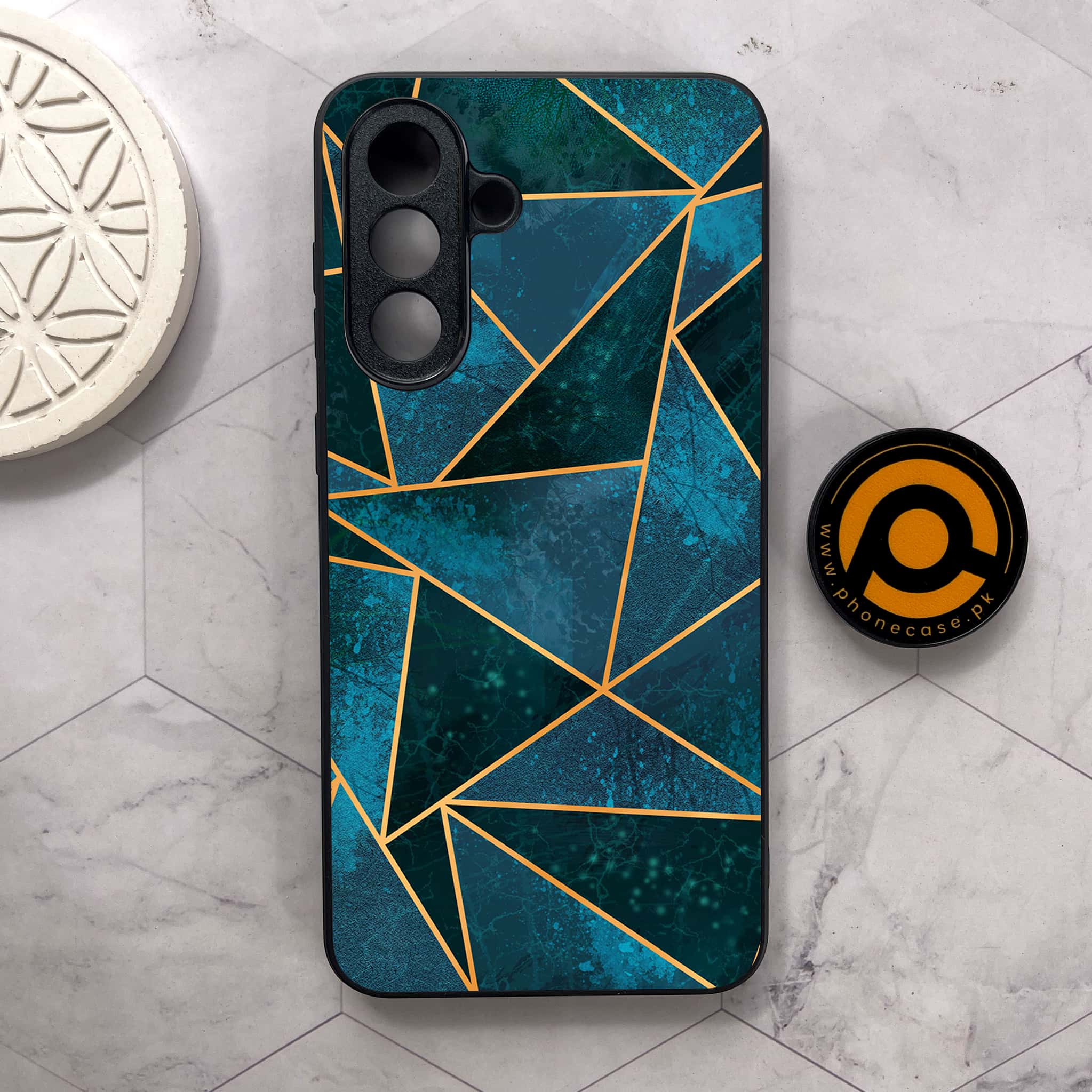 Samsung Galaxy A36 5G -   Geometric Marble Series - Premium Metal Printed soft Bumper shock Proof Case