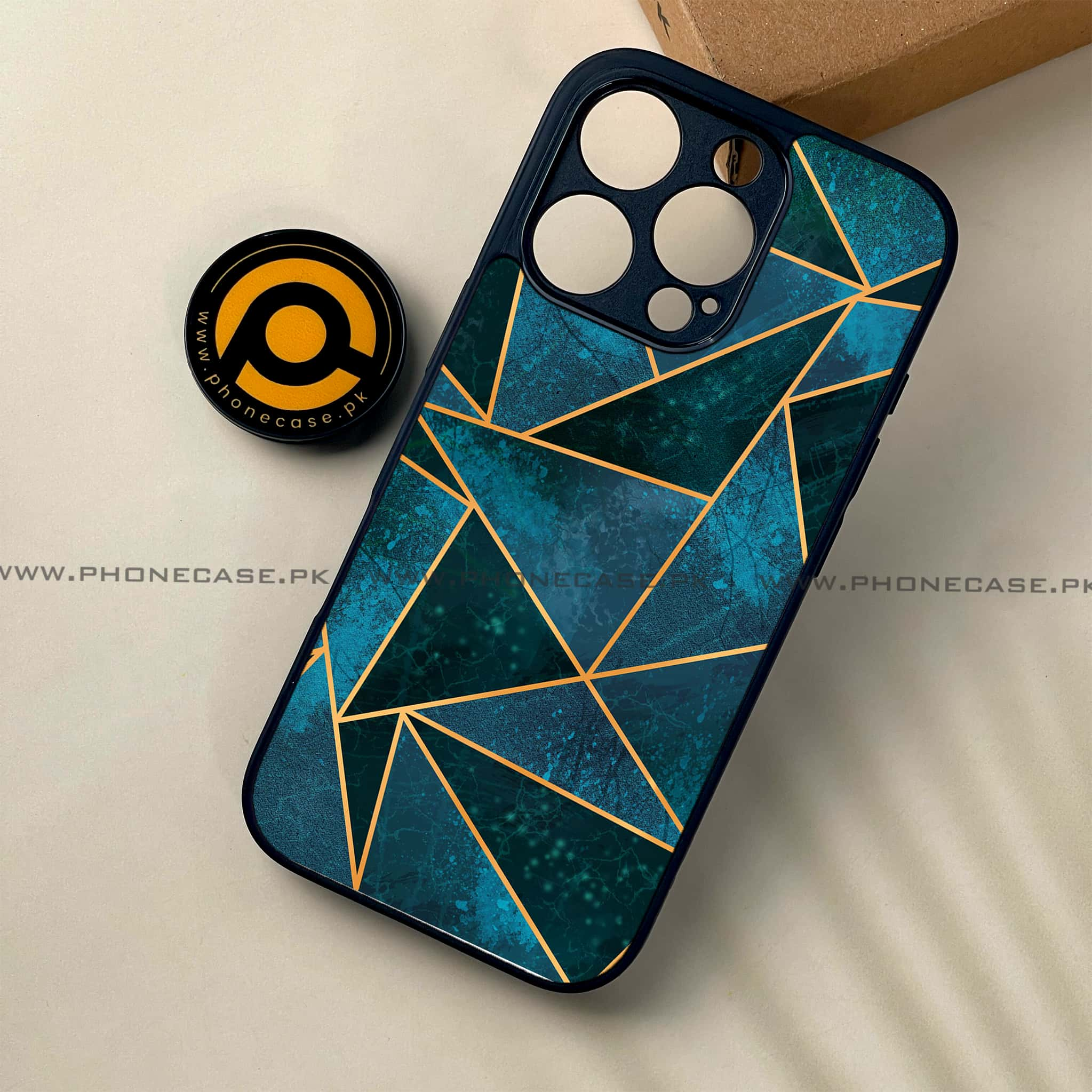 iPhone 16 Pro - Geometric Marble Series - Premium Printed Glass soft Bumper shock Proof Case