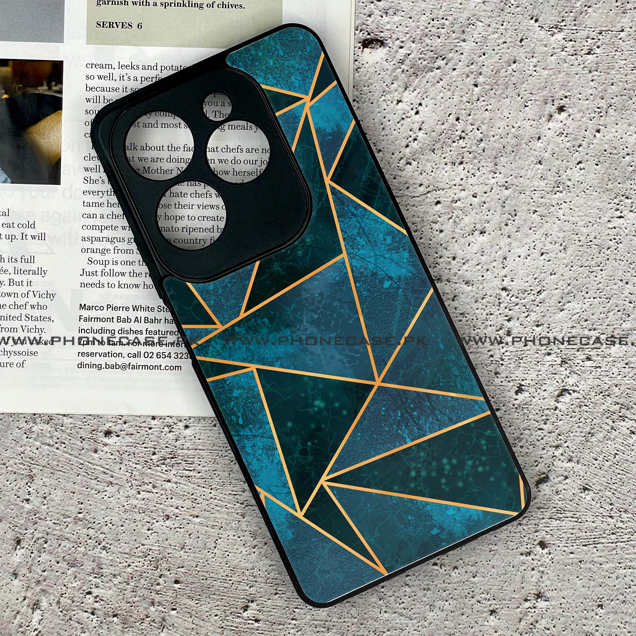 Infinix Hot 40 Pro - Geometric Marble Series - Premium Printed Glass soft Bumper shock Proof Case