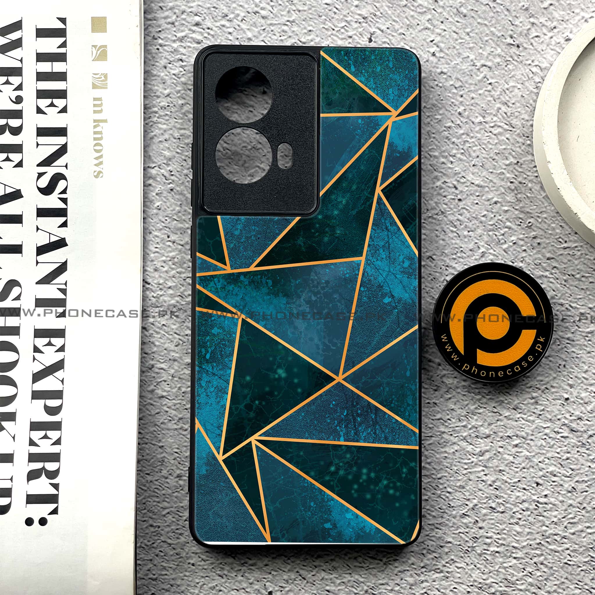 Moto G85 - Geometric Marble Series - Premium Printed Glass soft Bumper shock Proof Case