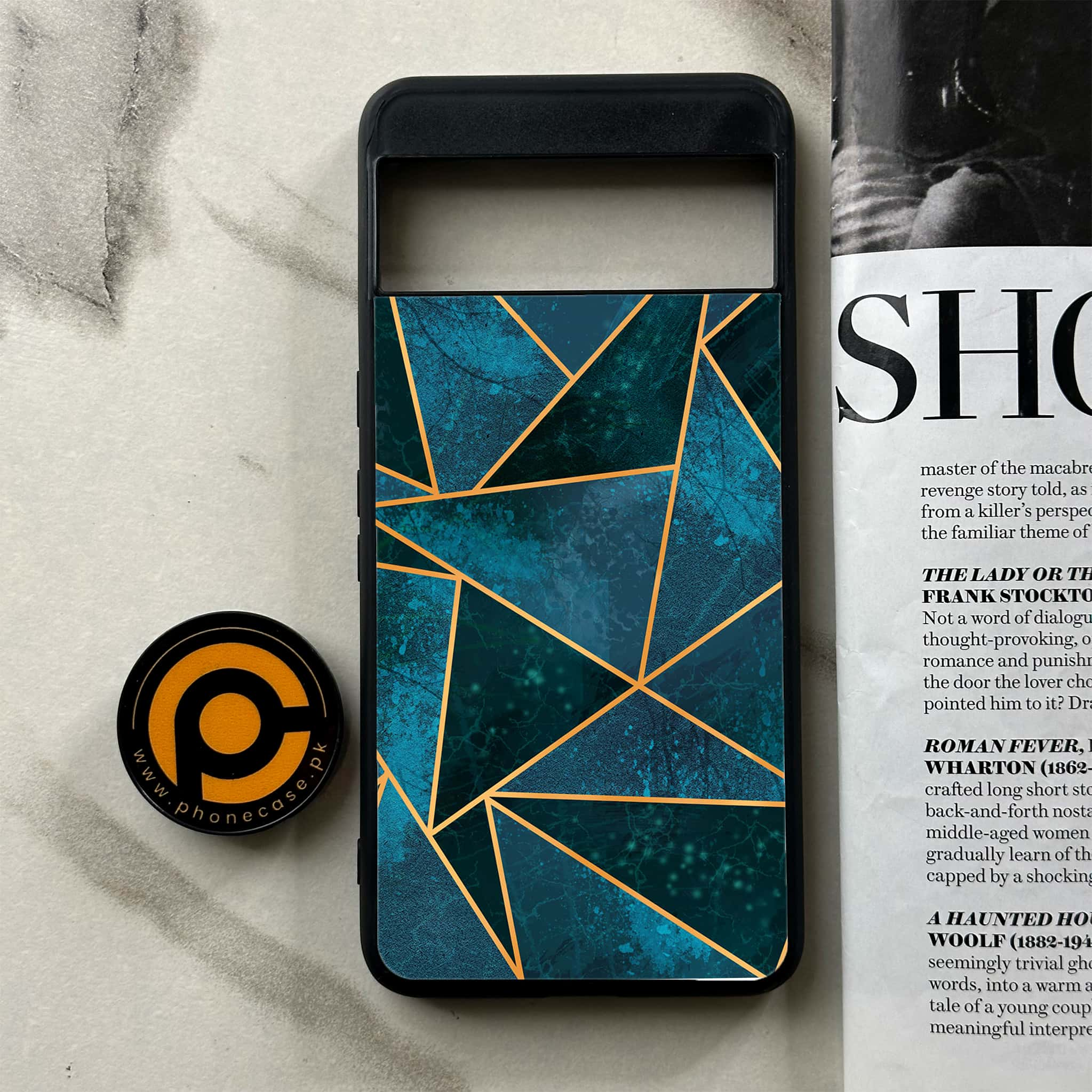 Google Pixel 8 Pro - Geometric Marble Series - Premium Printed Glass soft Bumper shock Proof Case