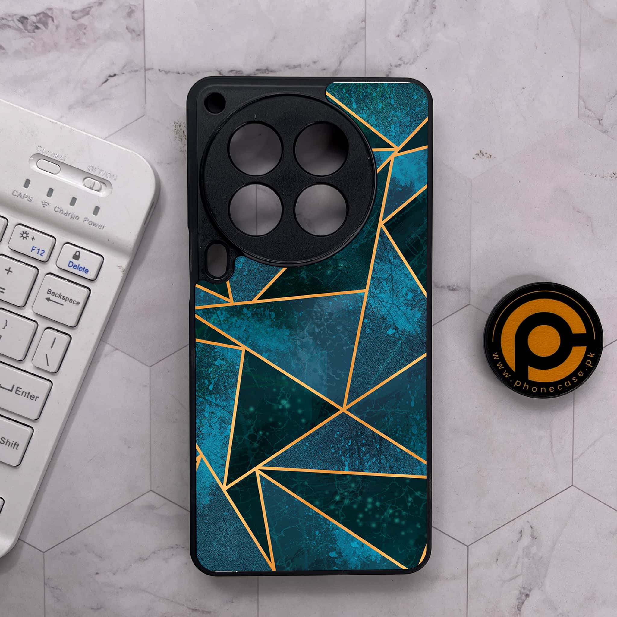 Tecno Camon 30 Premier - Geometric Marble Series - Premium Metal Printed soft Bumper shock Proof Case