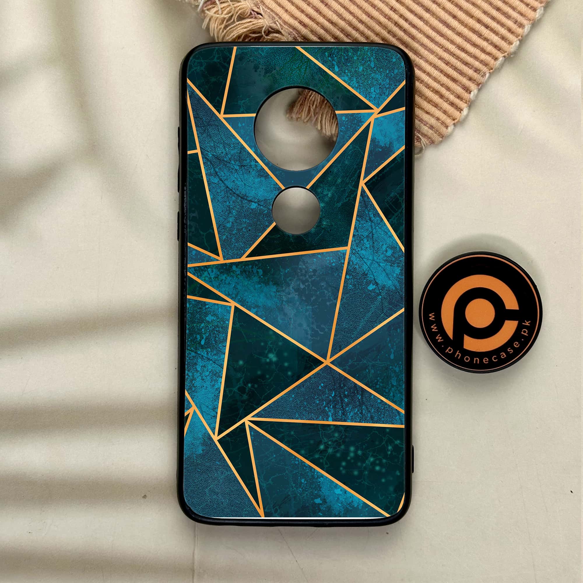 Moto G7 - Geometric Marble Series - Premium Printed Glass soft Bumper shock Proof Case