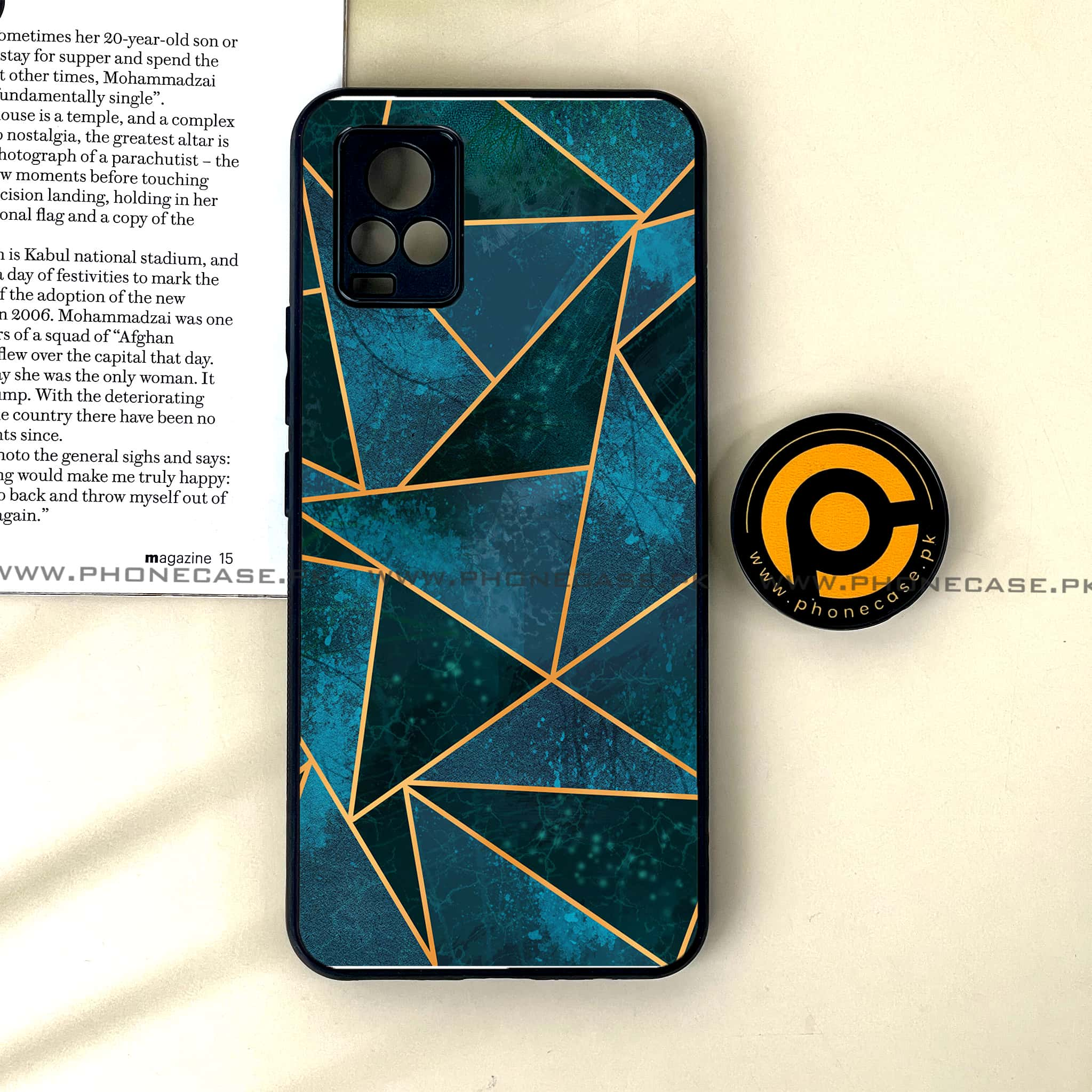 Vivo V20 - Geometric Marble Series - Premium Printed Glass soft Bumper shock Proof Case