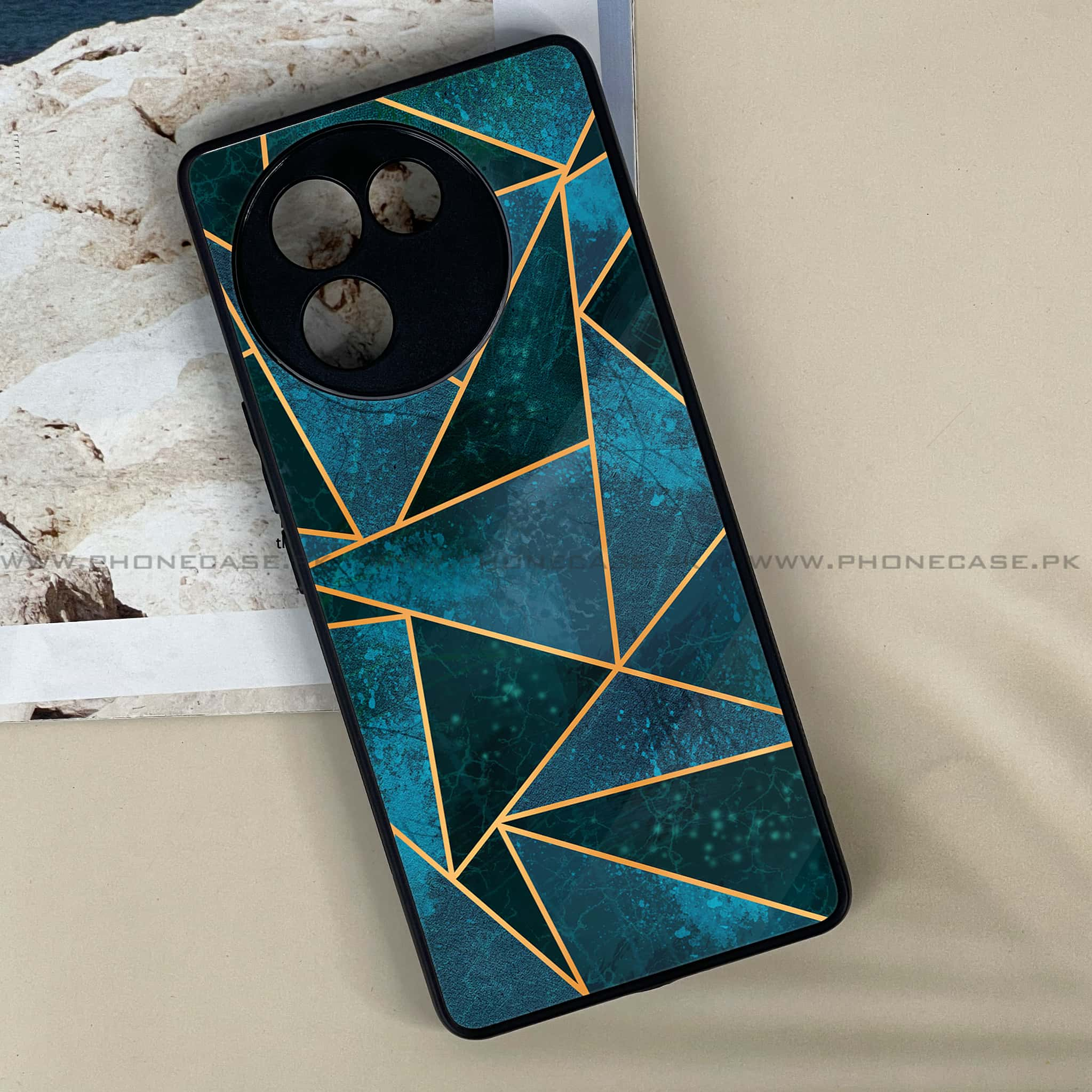 Vivo V30E - Geometric Marble Series - Premium Printed Metal soft Bumper shock Proof Case