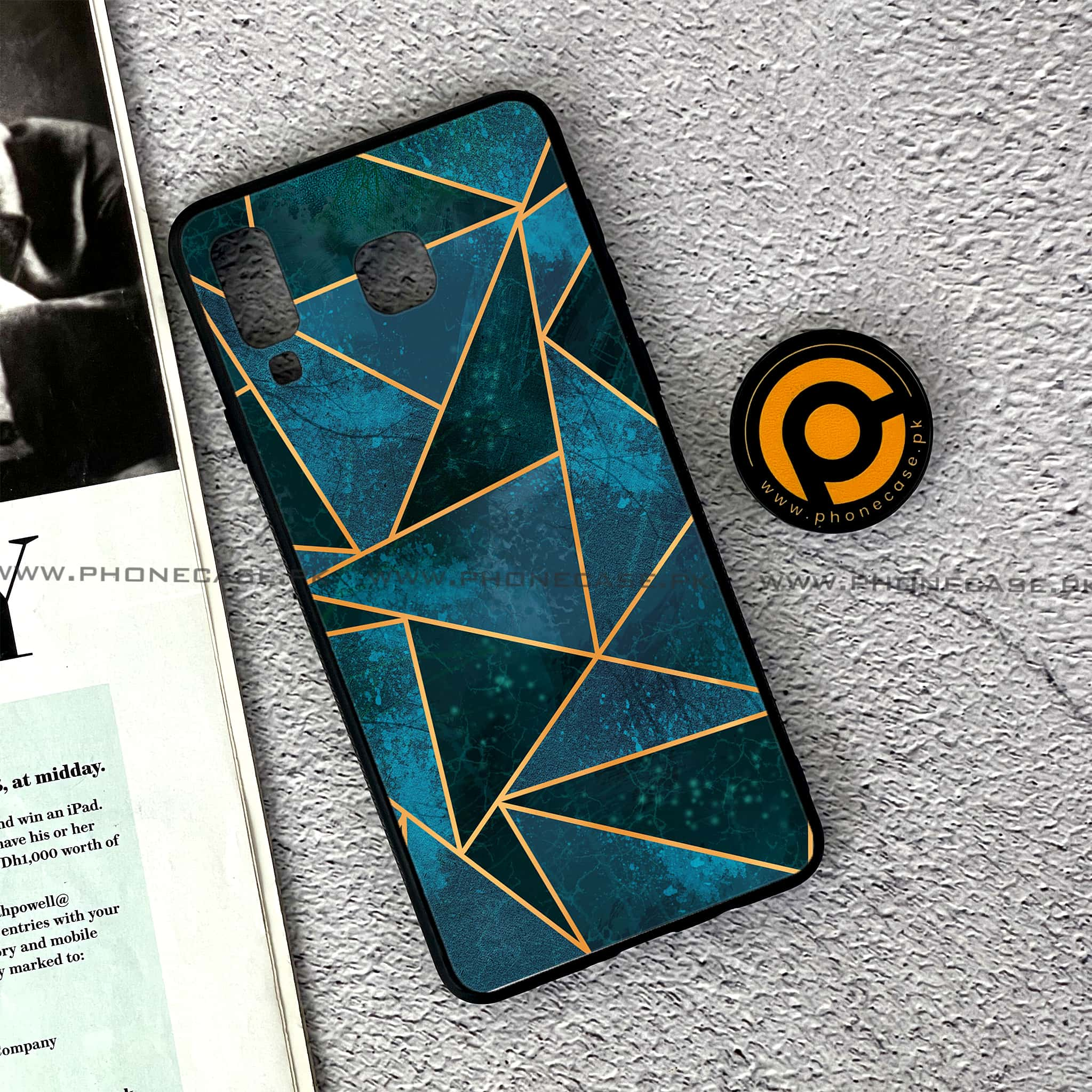 Samsung Galaxy A8 Star(A9 Star) - Geometric Marble Series - Premium Printed Glass soft Bumper shock Proof Case