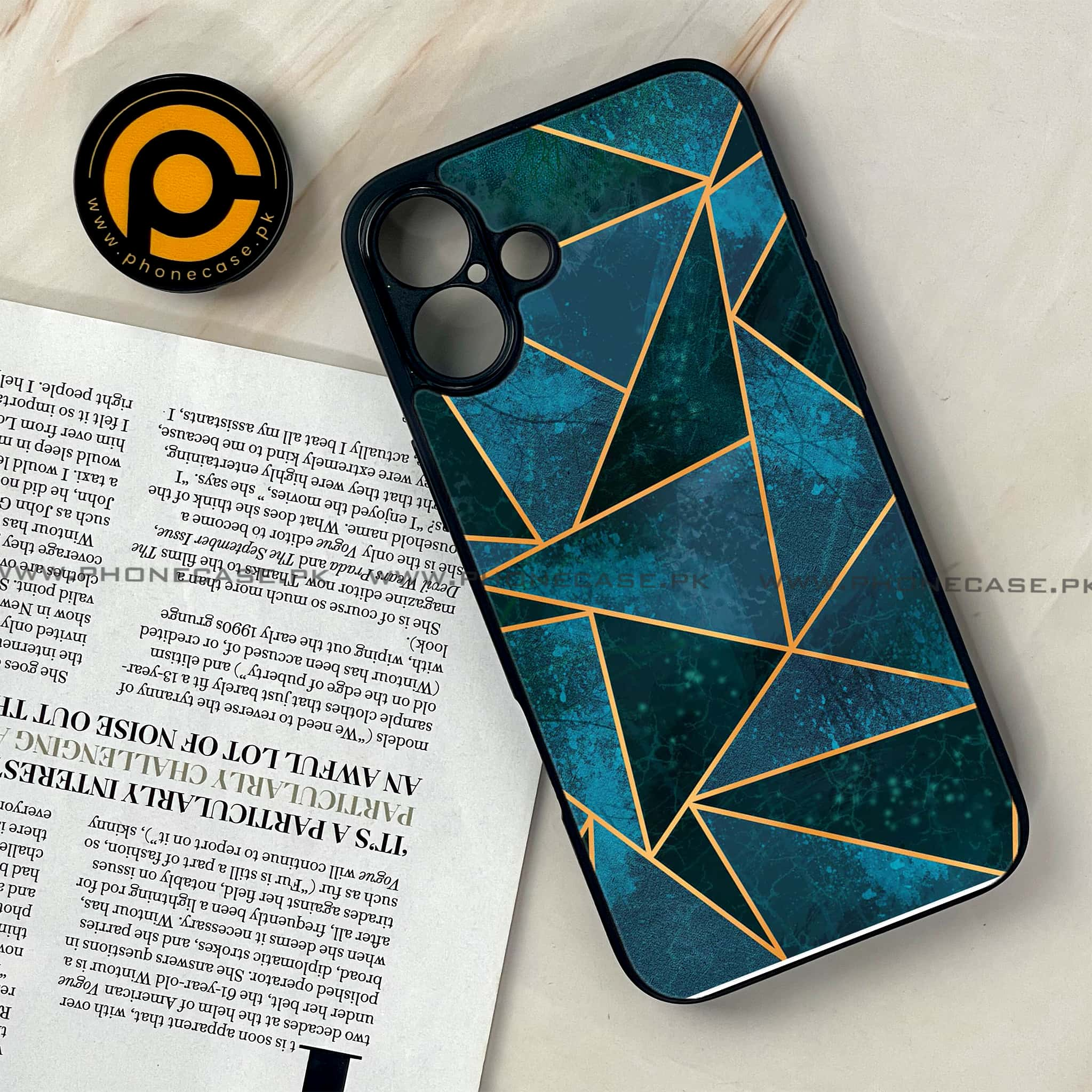 iPhone 16 - Geometric Marble Series - Premium Printed Glass soft Bumper shock Proof Case