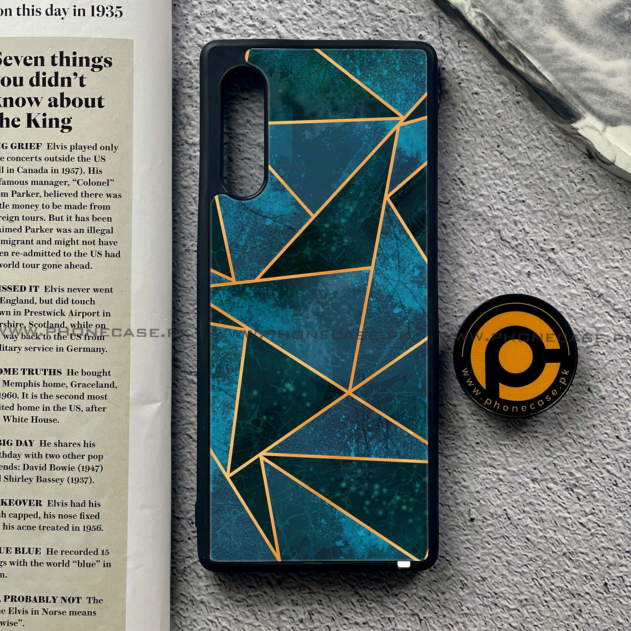 LG Velvet - Geometric Marble Series - Premium Printed Glass soft Bumper shock Proof Case