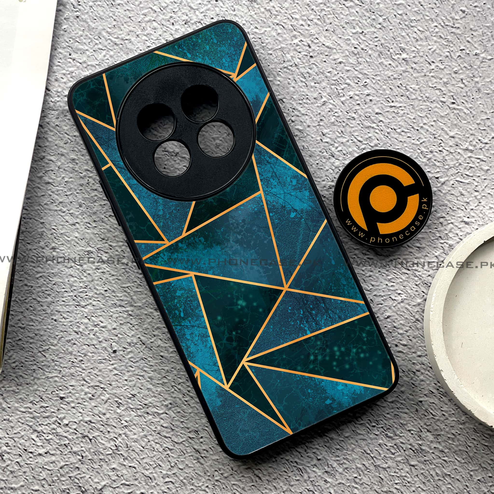 Realme 13 Plus - Geometric Marble Series - Premium Printed Glass soft Bumper shock Proof Case