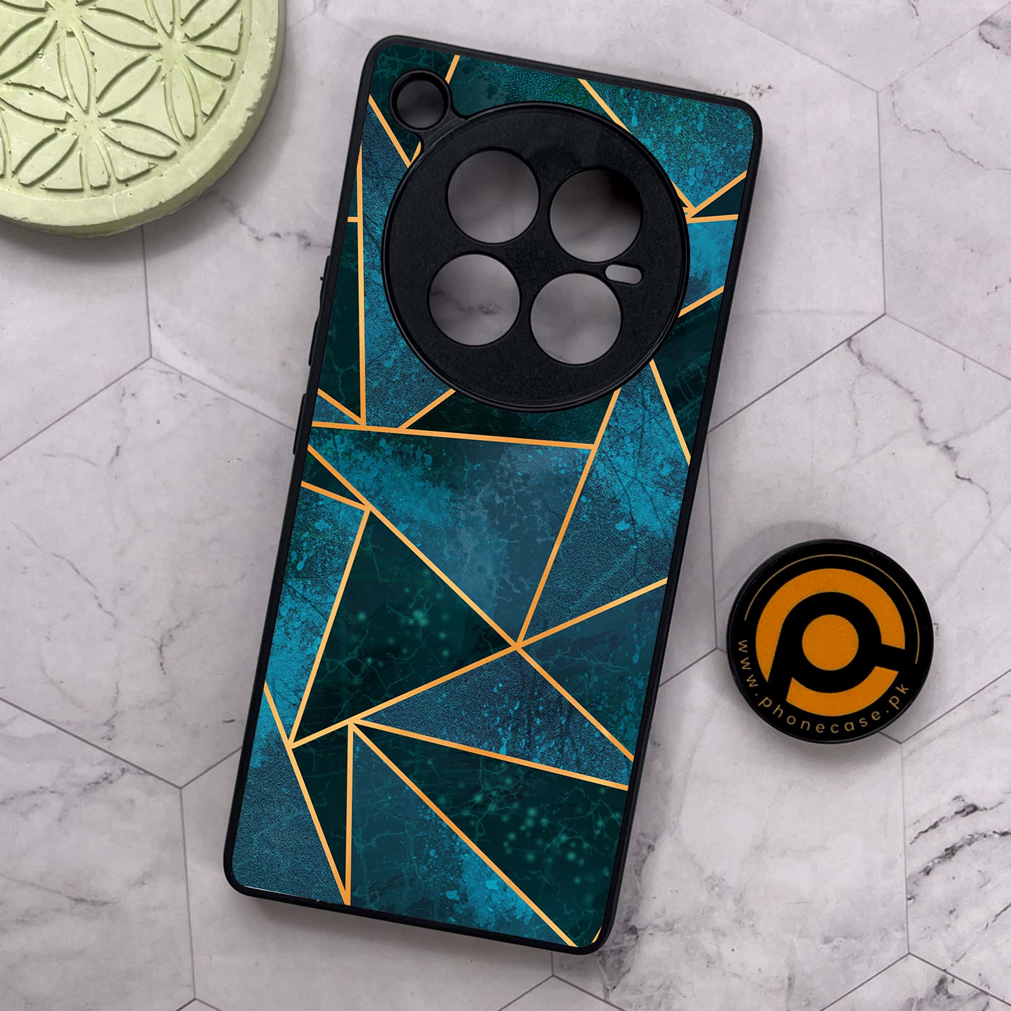 Infinix Zero 40 5G - Geometric Marble Series - Premium Metal Printed soft Bumper shock Proof Case