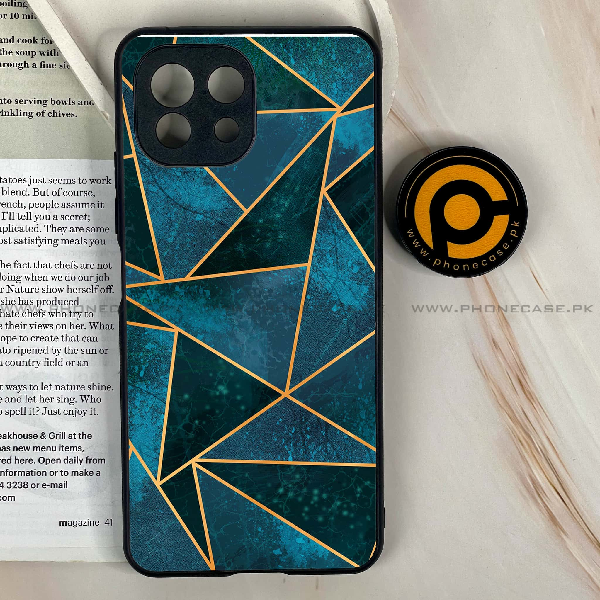 Mi 11 Lite - Geometric Marble Series - Premium Printed Glass soft Bumper shock Proof Case