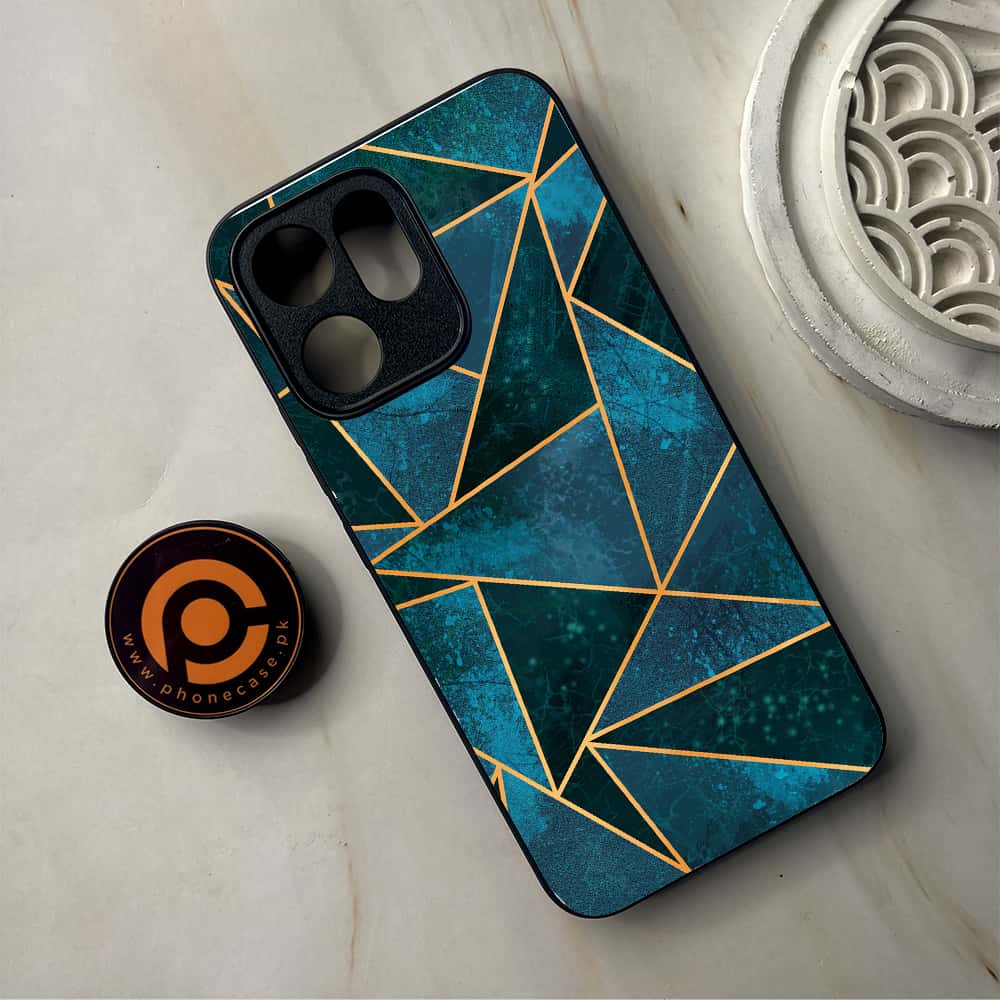 Oppo Reno 14F - Geometric Marble Series - Premium Metal Printed Soft Bumper Shockproof Case