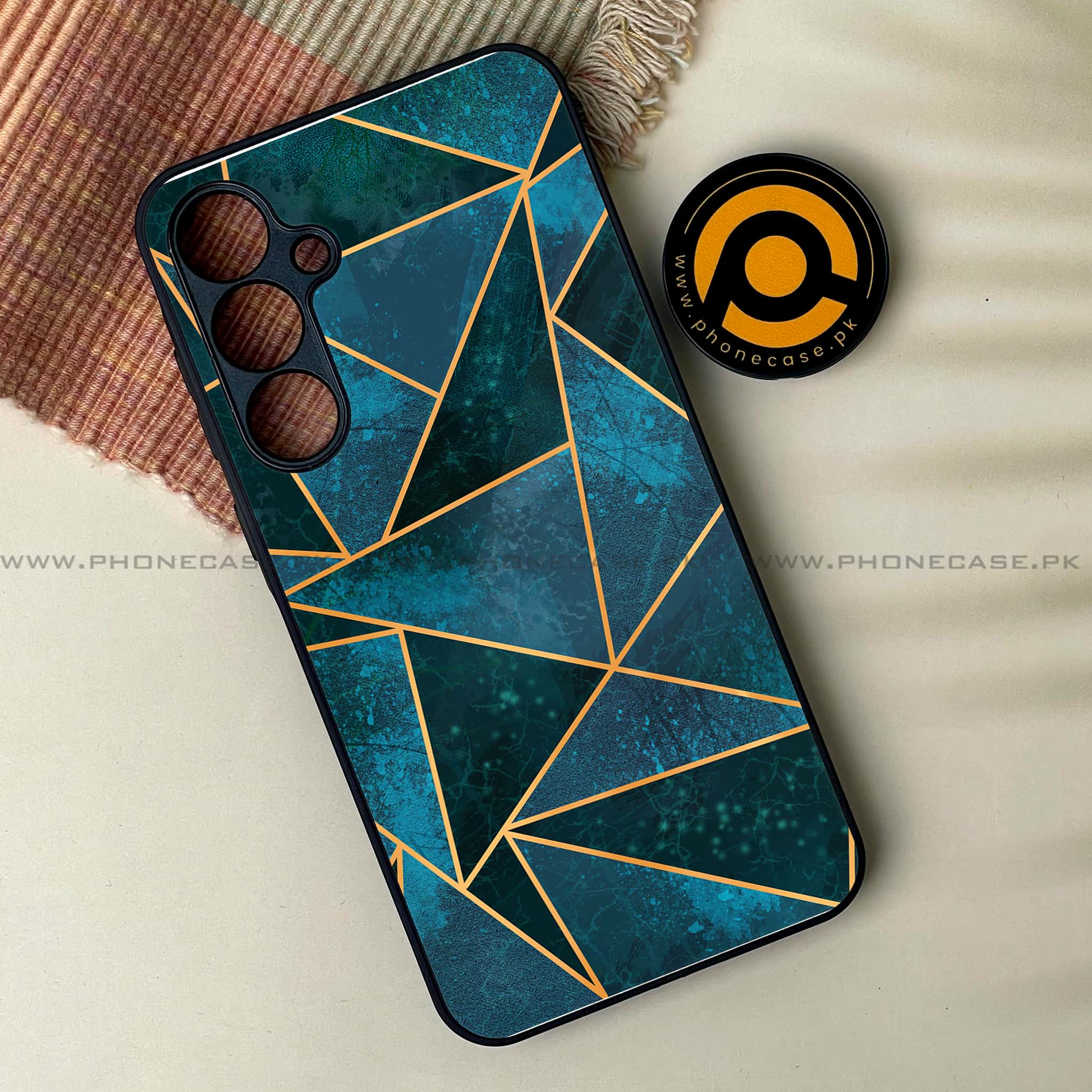 Samsung Galaxy A24 4G - Geometric Marble Series - Premium Printed Glass soft Bumper shock Proof Case