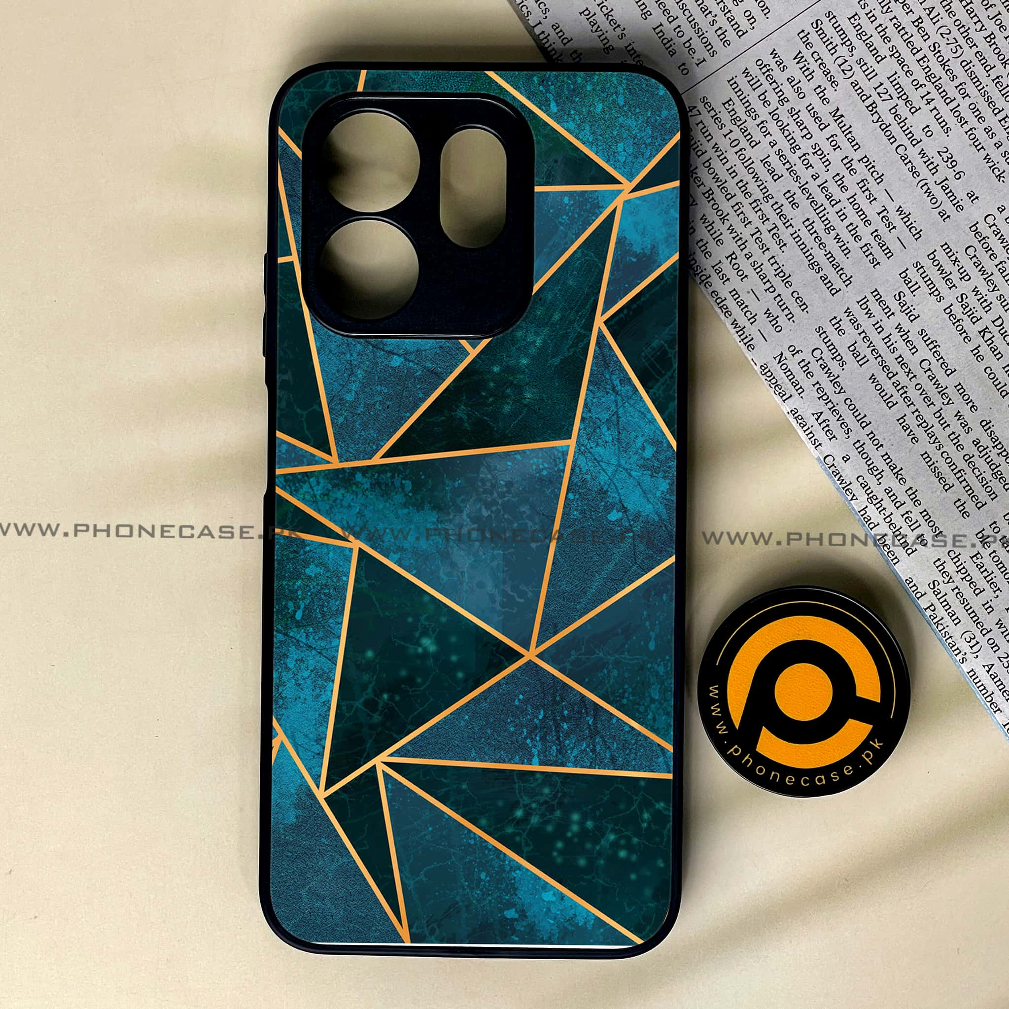 Infinix Hot 50i -  Geometric Marble Series - Premium Printed Glass soft Bumper shock Proof Case