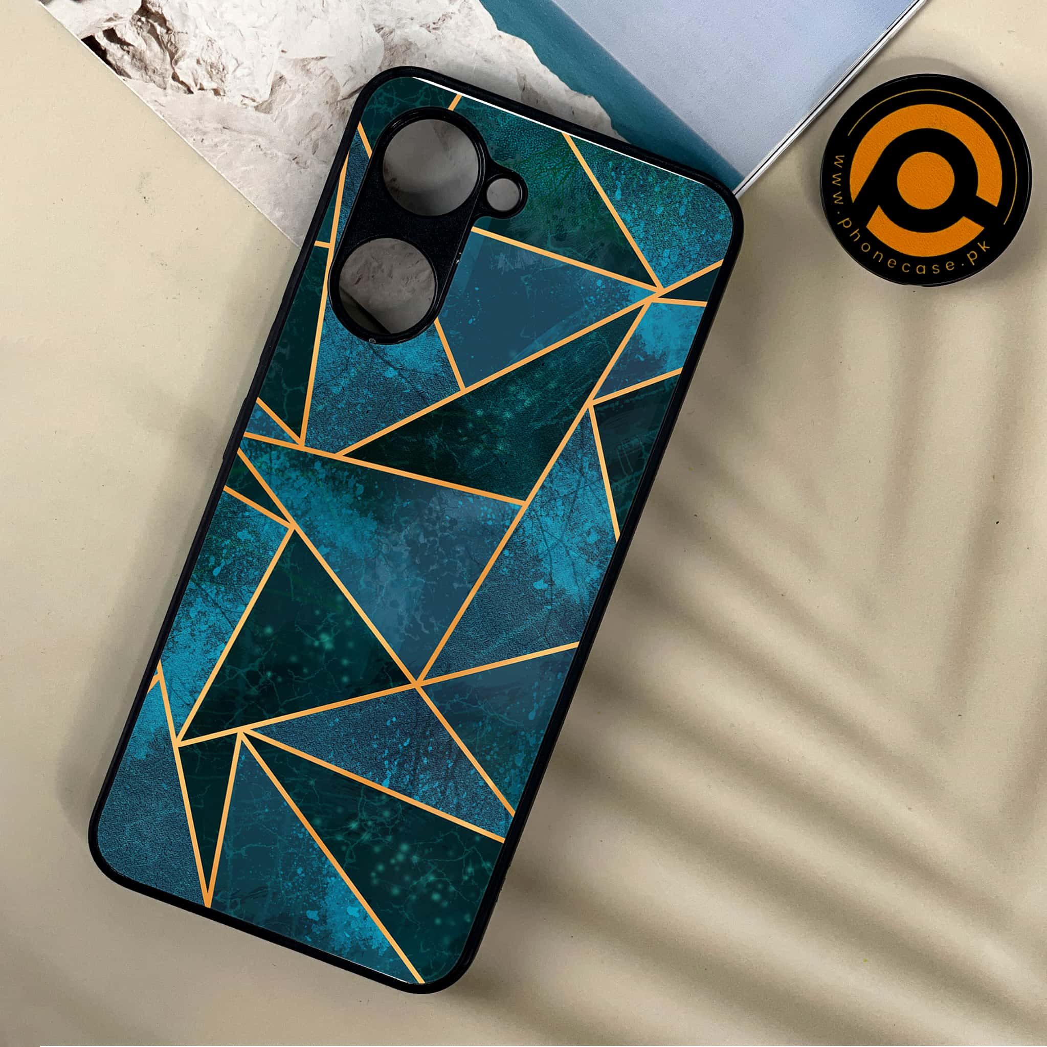 Vivo Y03 - Geometric Marble Series - Premium Printed Metal soft Bumper shock Proof Case