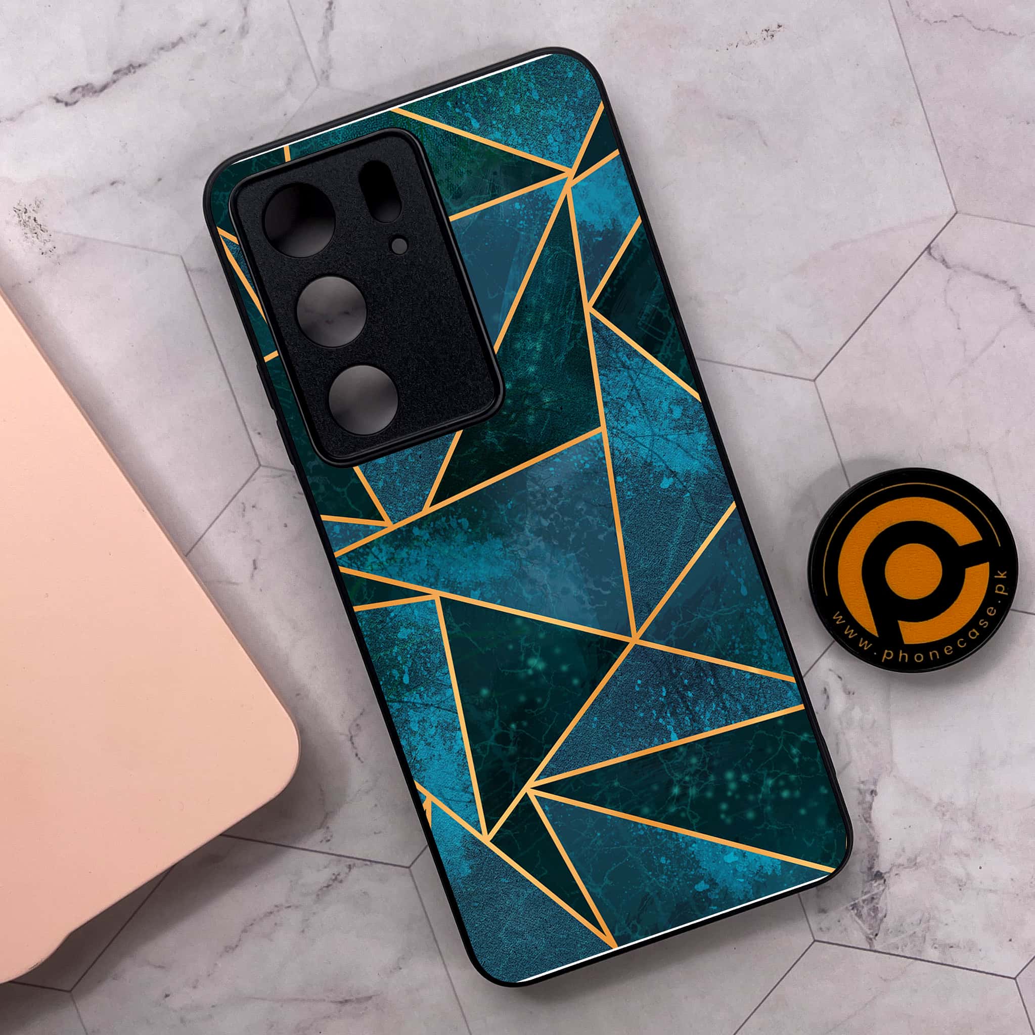 Realme C75x 4G - Geometric Marble Series - Premium Metal Printed soft Bumper shock Proof Case