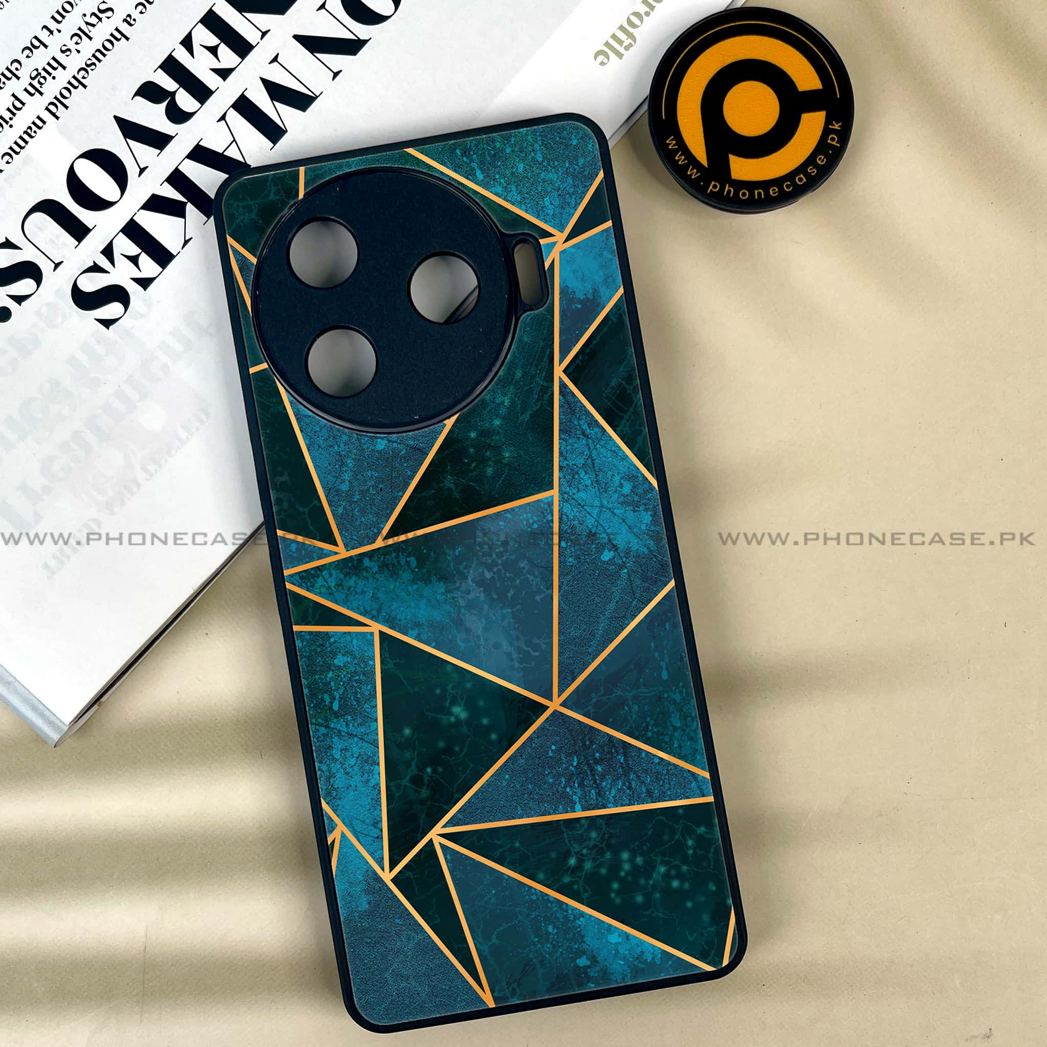 Tecno Camon 30 Pro - Geometric Marble Series - Premium Printed Glass soft Bumper shock Proof Case