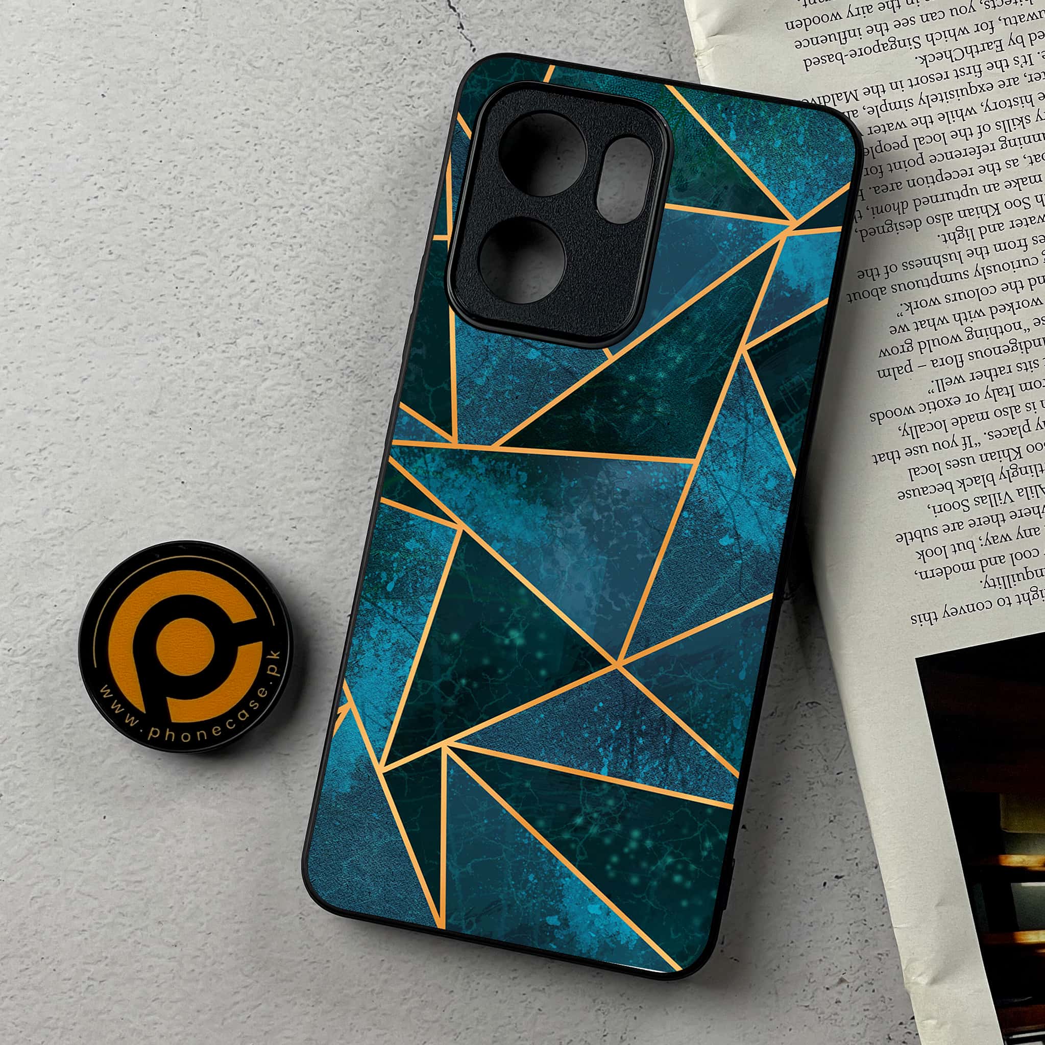 Oppo Reno 13F - Geometric Marble Series - Premium Metal Printed Soft Bumper Shockproof Case