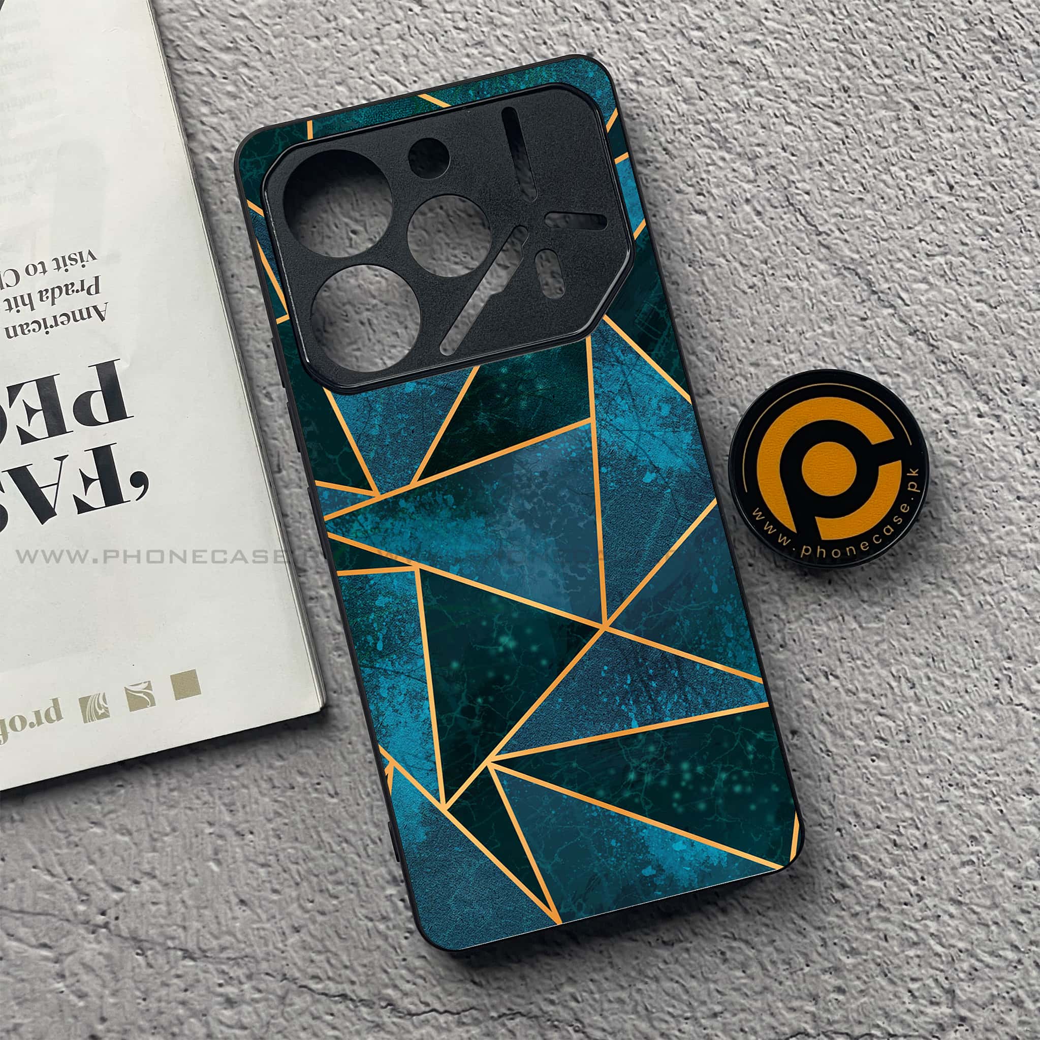 Tecno Pova 6 - Geometric Marble Series - Premium Printed Glass soft Bumper shock Proof Case