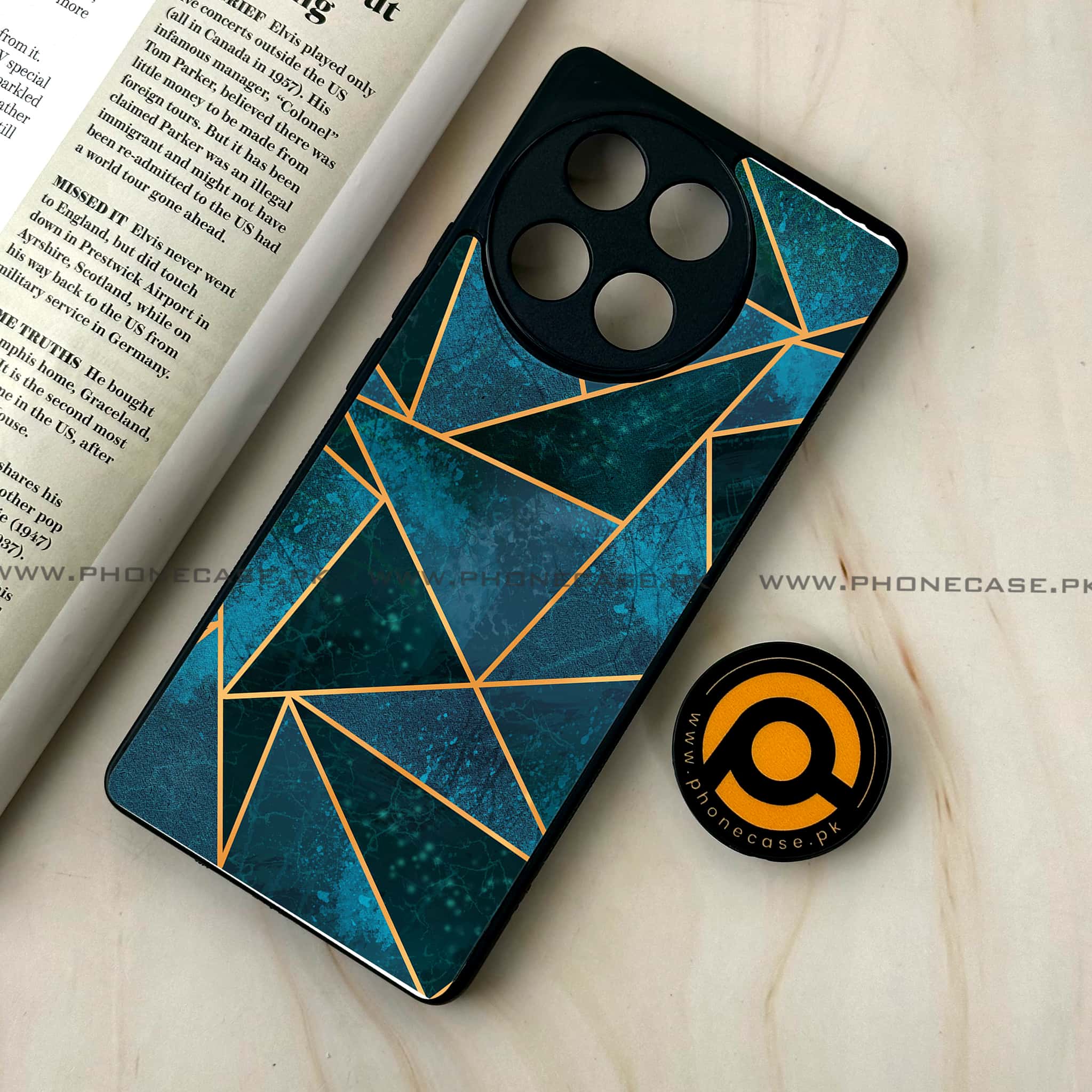 Tecno Camon 30s - Geometric Marble Series - Premium Metal Printed soft Bumper shock Proof Case