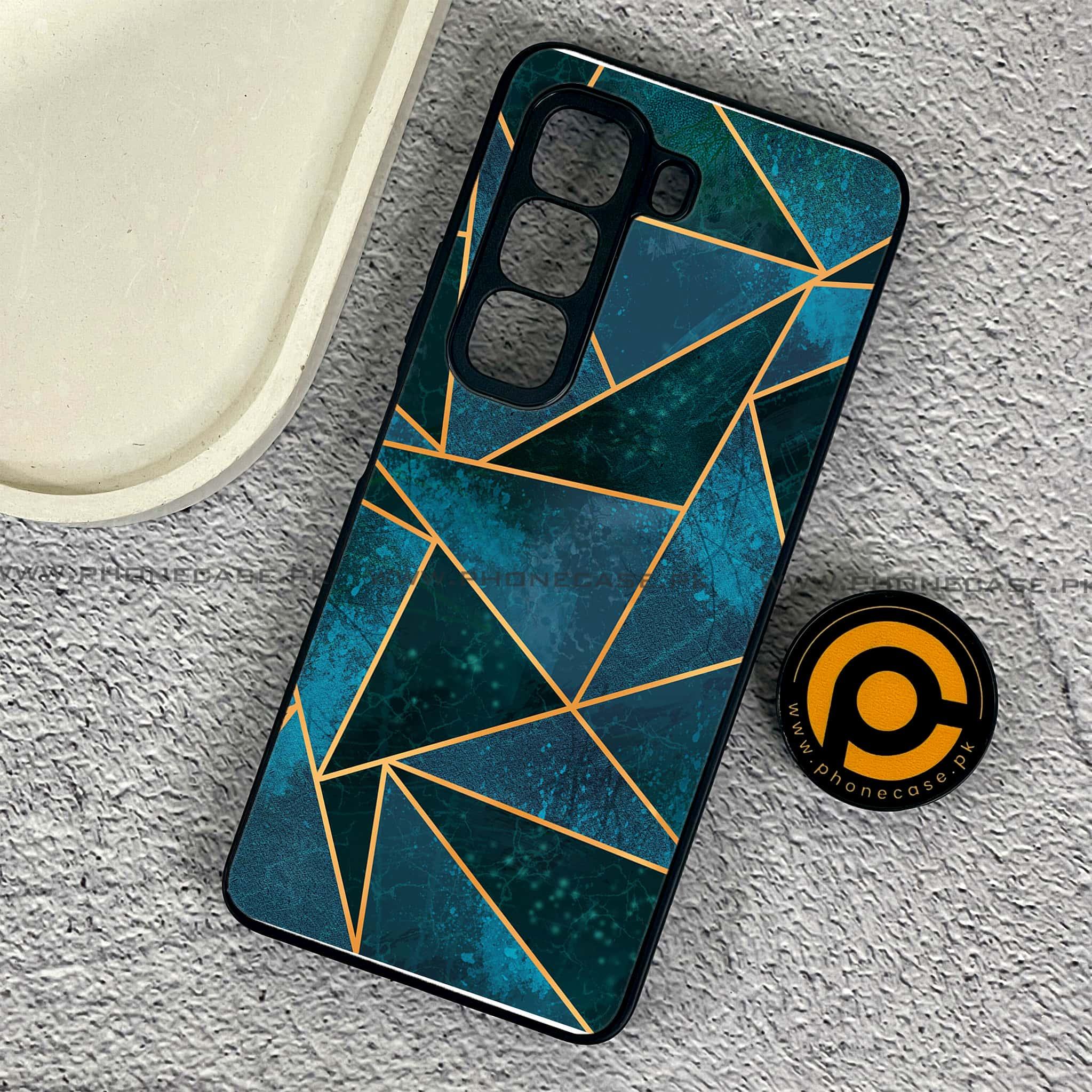 Infinix Hot 50 Pro - Geometric Marble Series - Premium Printed Glass soft Bumper shock Proof Case