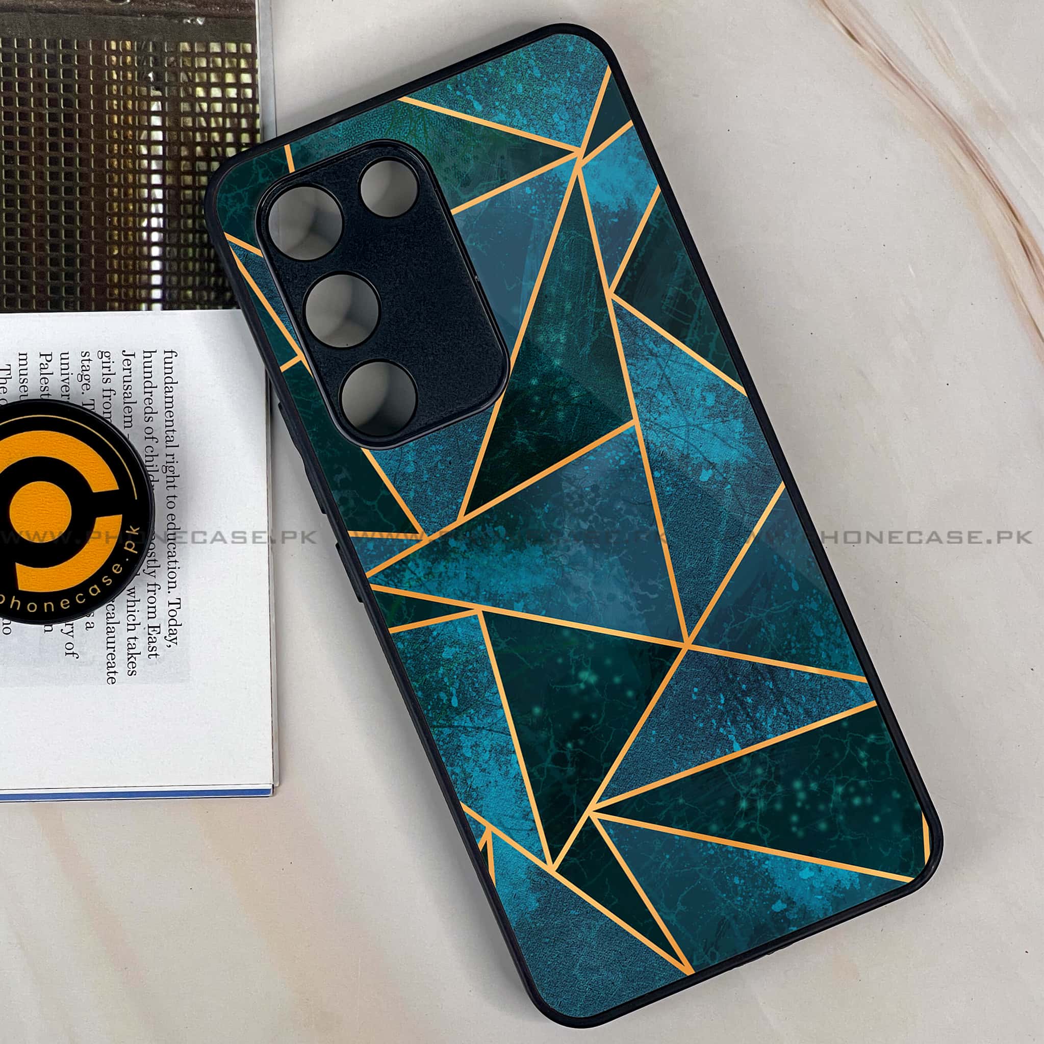 Vivo Y200e - Geometric Marble Series - Premium Metal Printed soft Bumper shock Proof Case