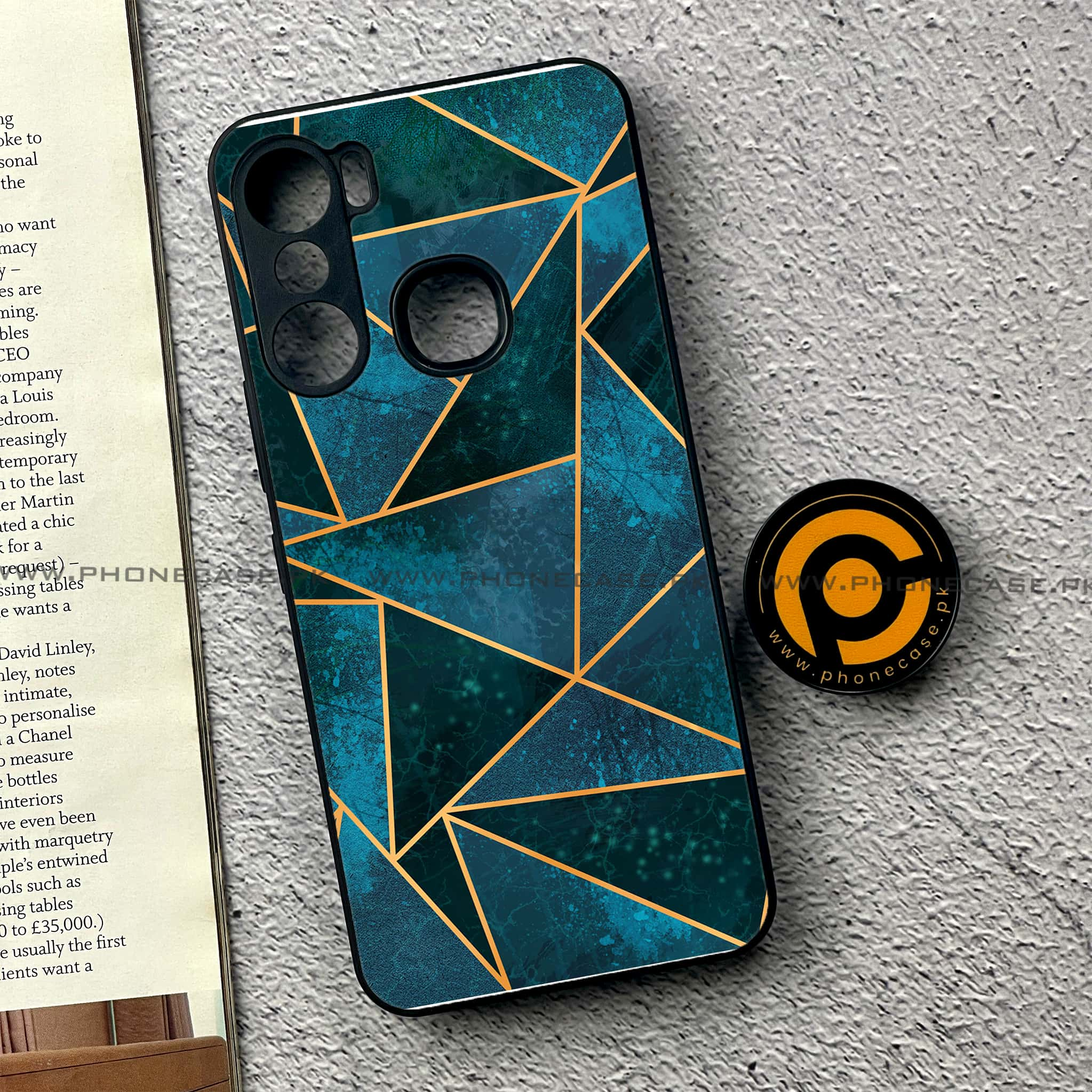 Infinix Hot 12 Pro - Geometric Marble Series - Premium Printed Glass soft Bumper shock Proof Case