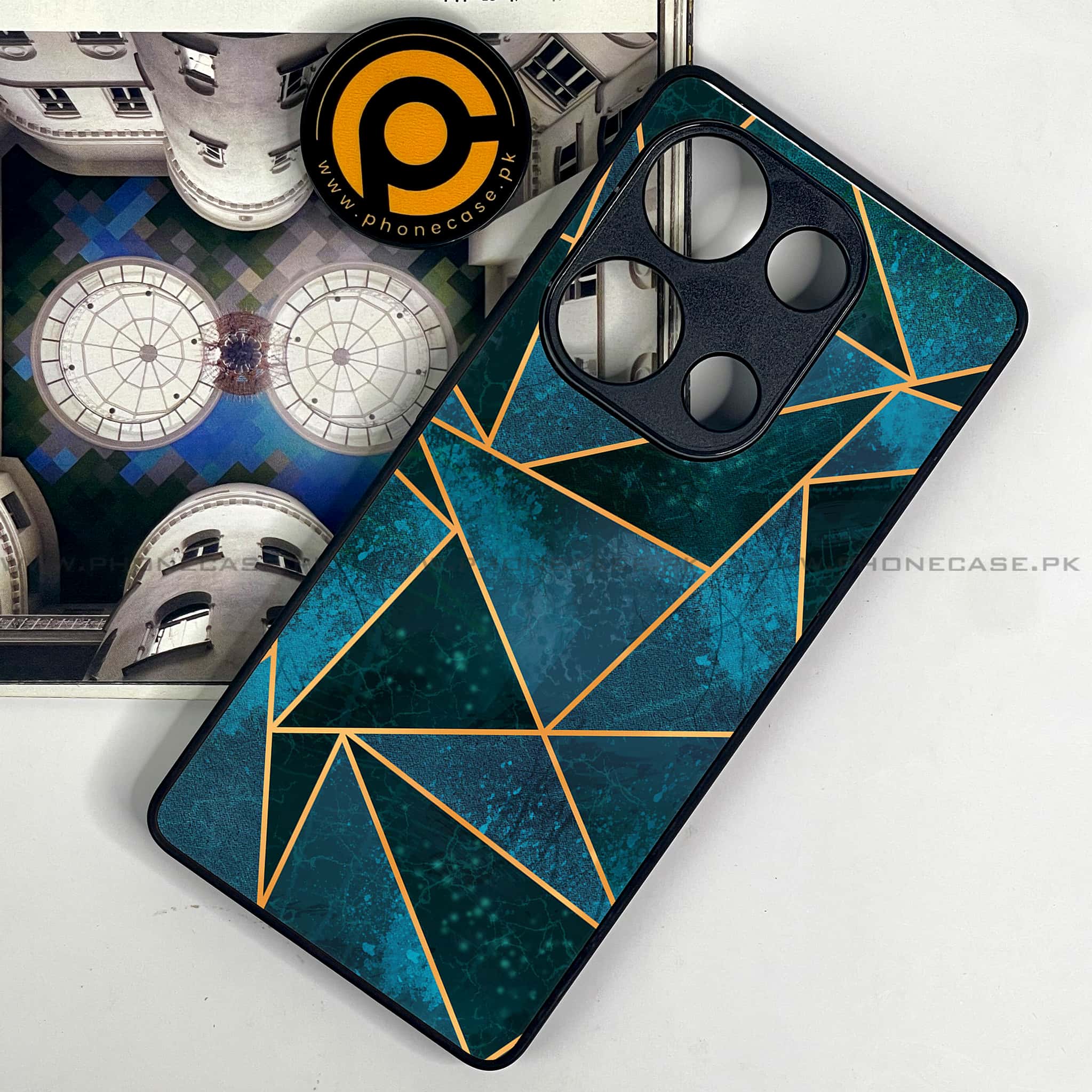 Redmi Note 13 Pro 4G - Geometric Marble Series - Premium Metal Printed soft Bumper shock Proof Case