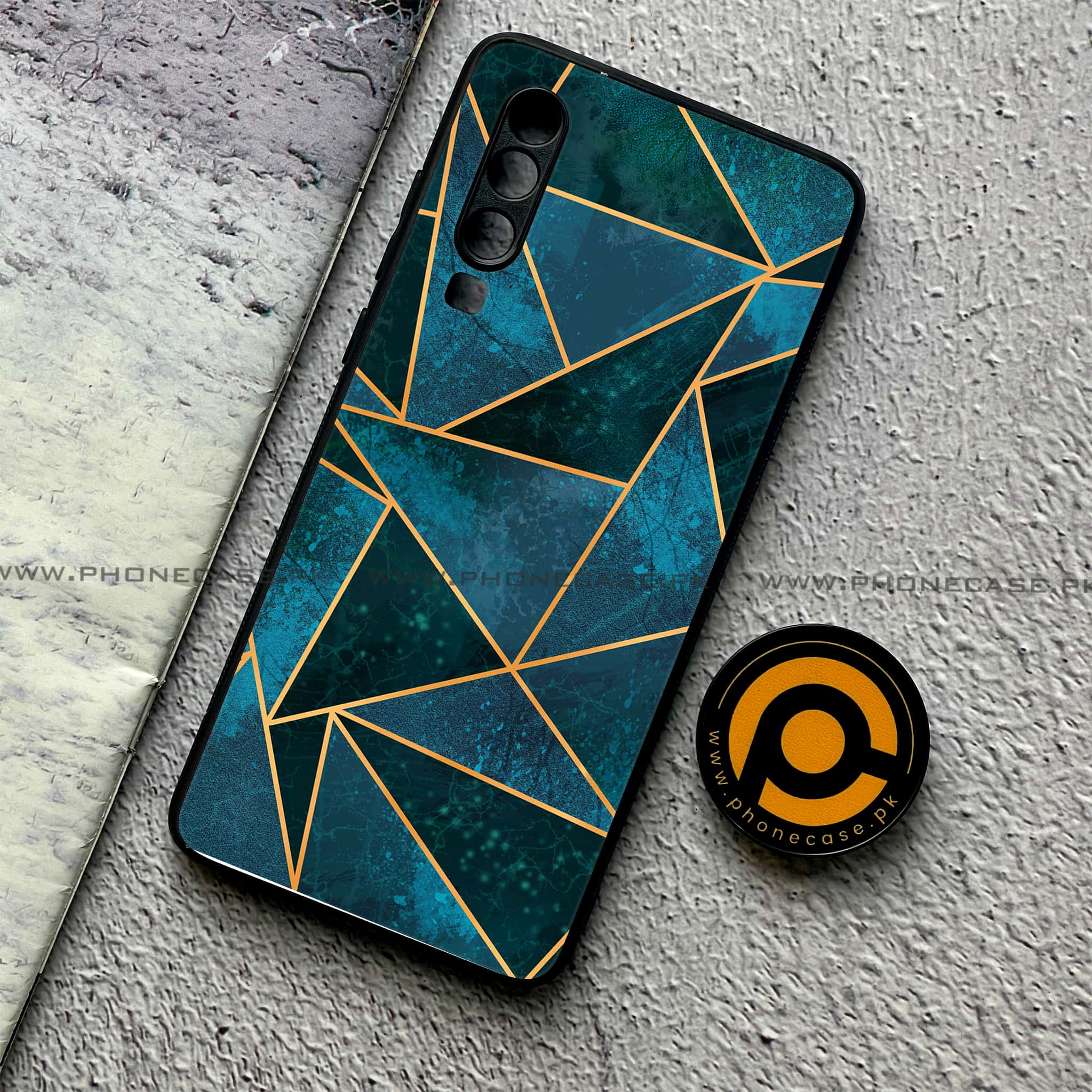 Huawei P30 - Geometric Marble Series - Premium Printed Glass soft Bumper shock Proof Case