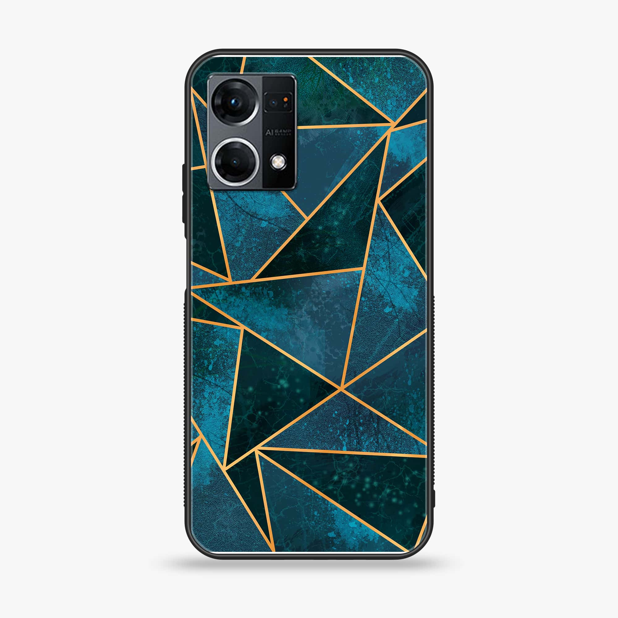 Oppo Reno 7 - Geometric Marble Series - Premium Printed Glass soft Bumper shock Proof Case