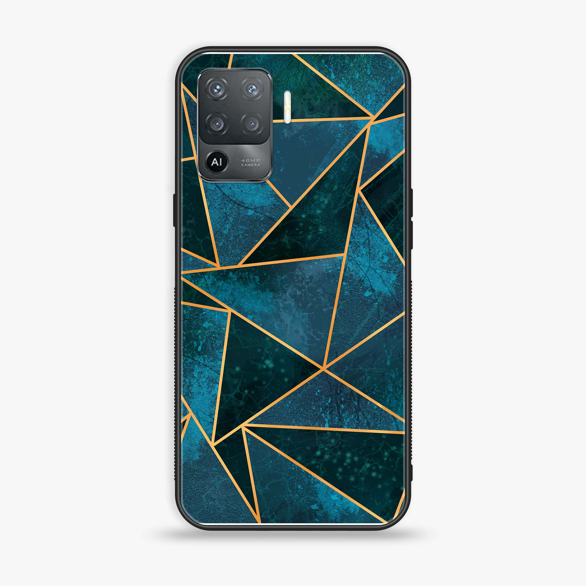 Oppo F19 Pro - Geometric Marble Series - Premium Printed Glass soft Bumper shock Proof Case