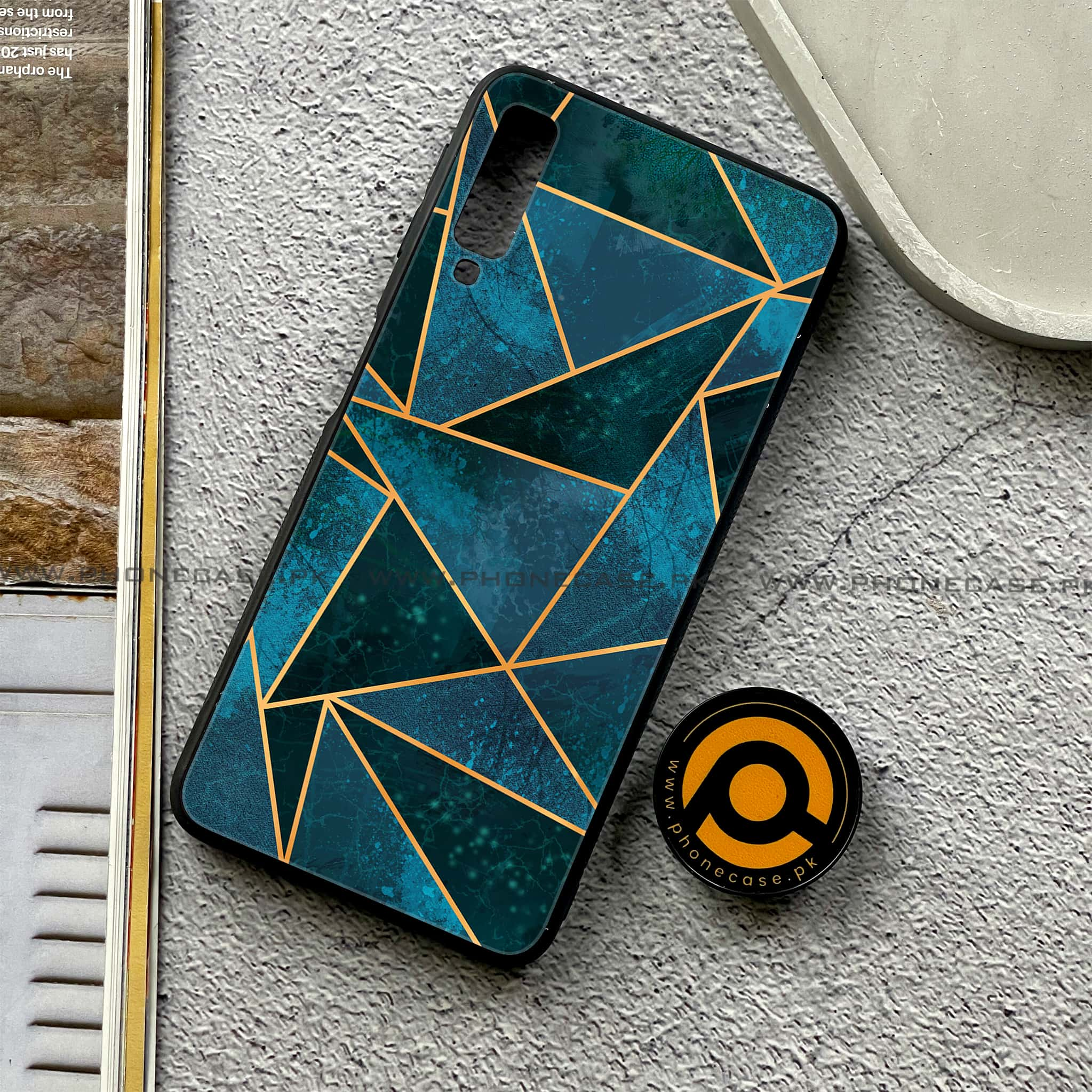 Galaxy A7 2018 - Geometric Marble Series - Premium Printed Metal soft Bumper shock Proof Case