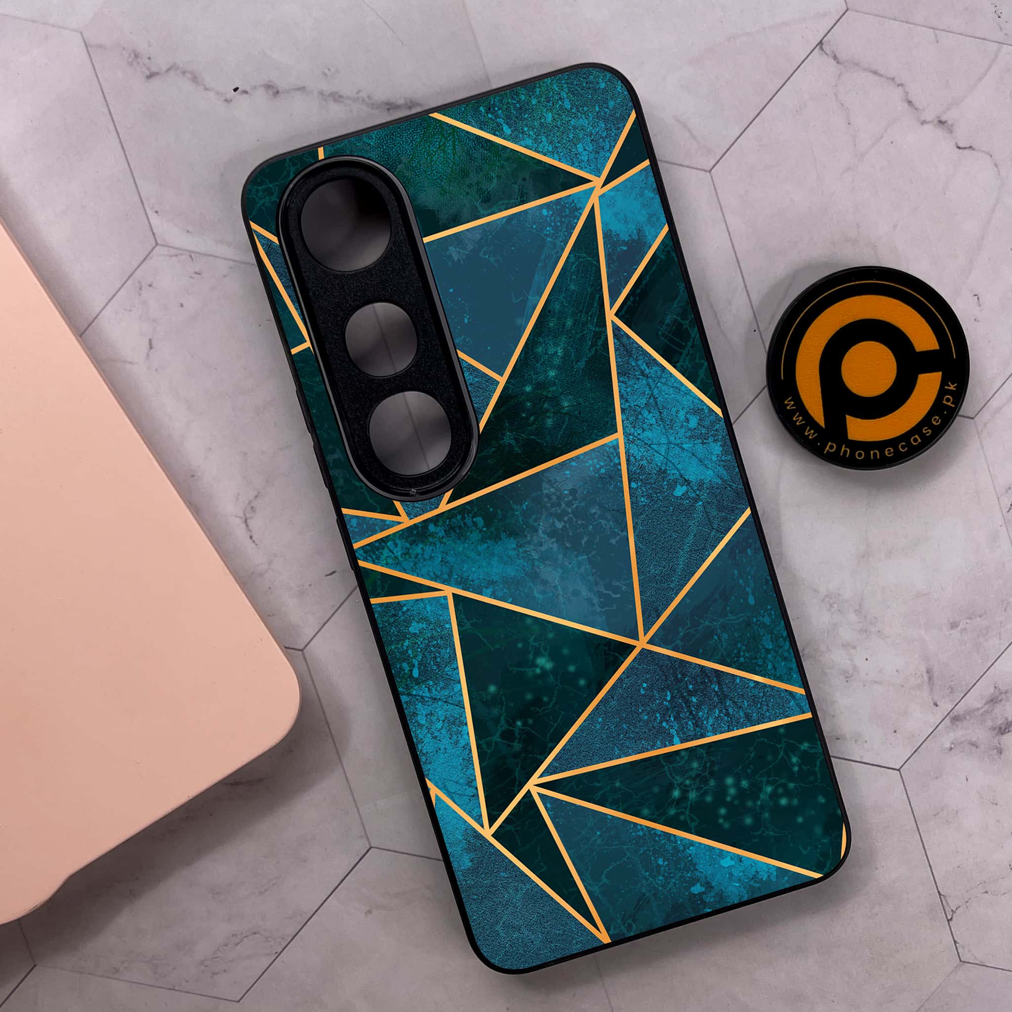 Vivo V50 Lite - Geometric Marble Series - Premium Metal Printed soft Bumper shock Proof Case