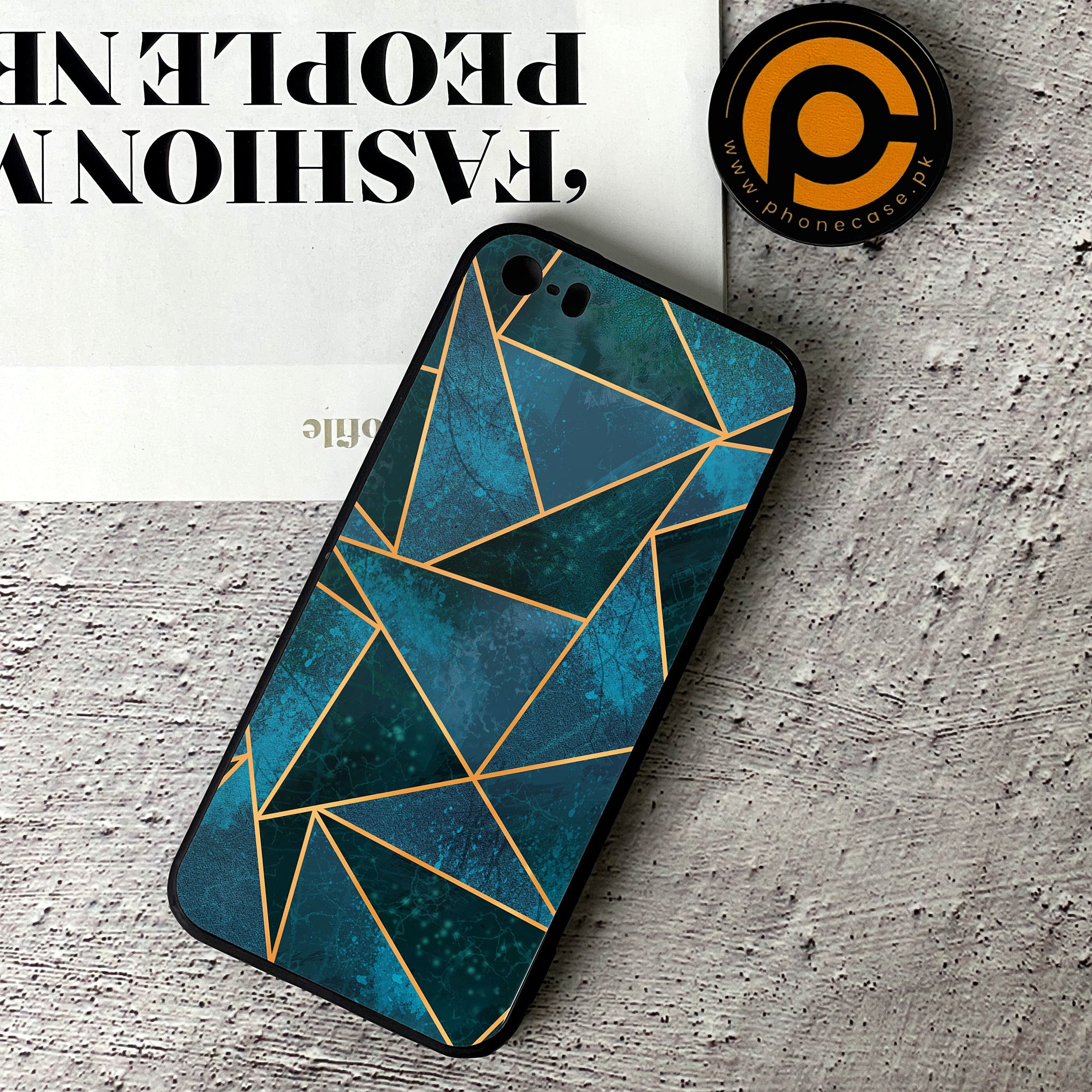 iPhone 5/5c/5s - Geometric Marble Series - Premium Printed Glass soft Bumper shock Proof Case