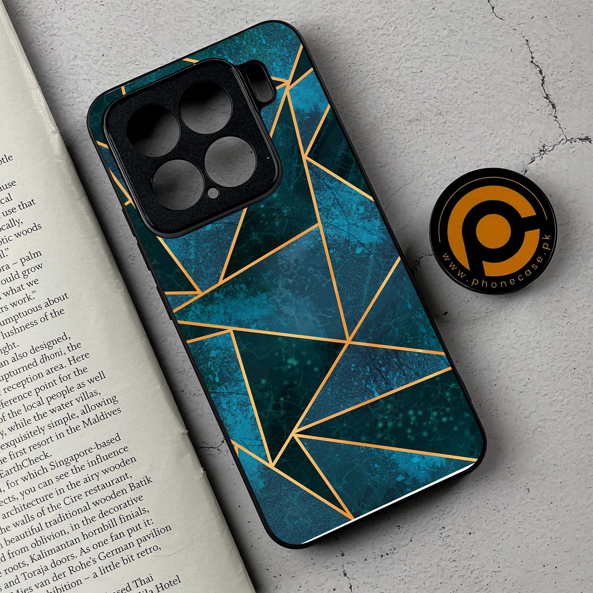 Xiaomi 15 - Geometric Marble Series - Premium Metal Printed soft Bumper shock Proof Case