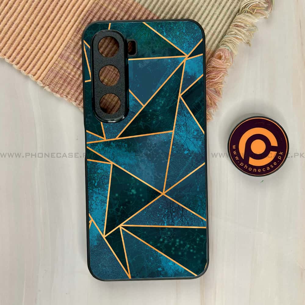 Infinix Hot 60i - Geometric Marble Series - Premium Metal Printed soft Bumper shock Proof Case