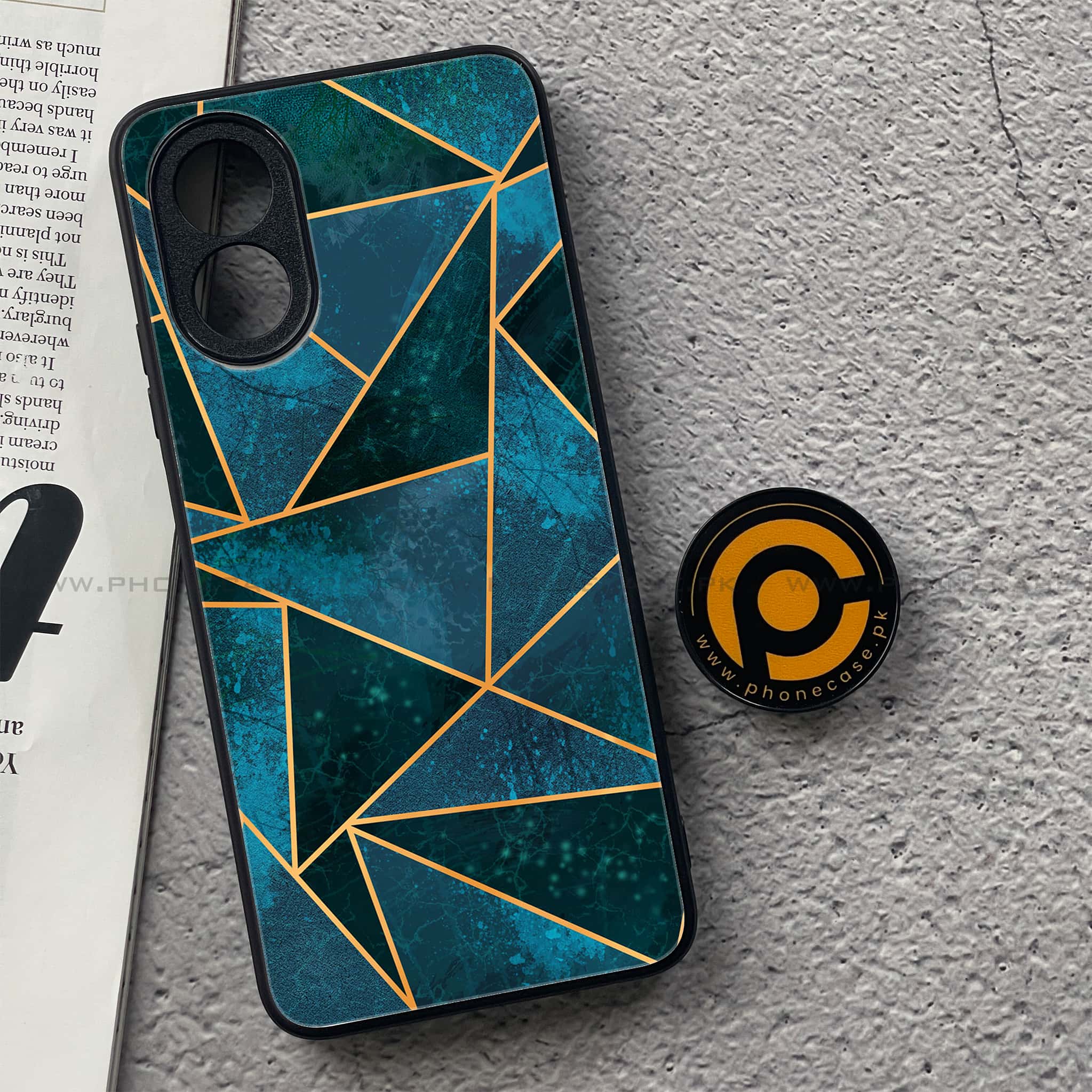 Oppo A18 4G - Geometric Marble Series  - Premium Printed Glass soft Bumper shock Proof Case