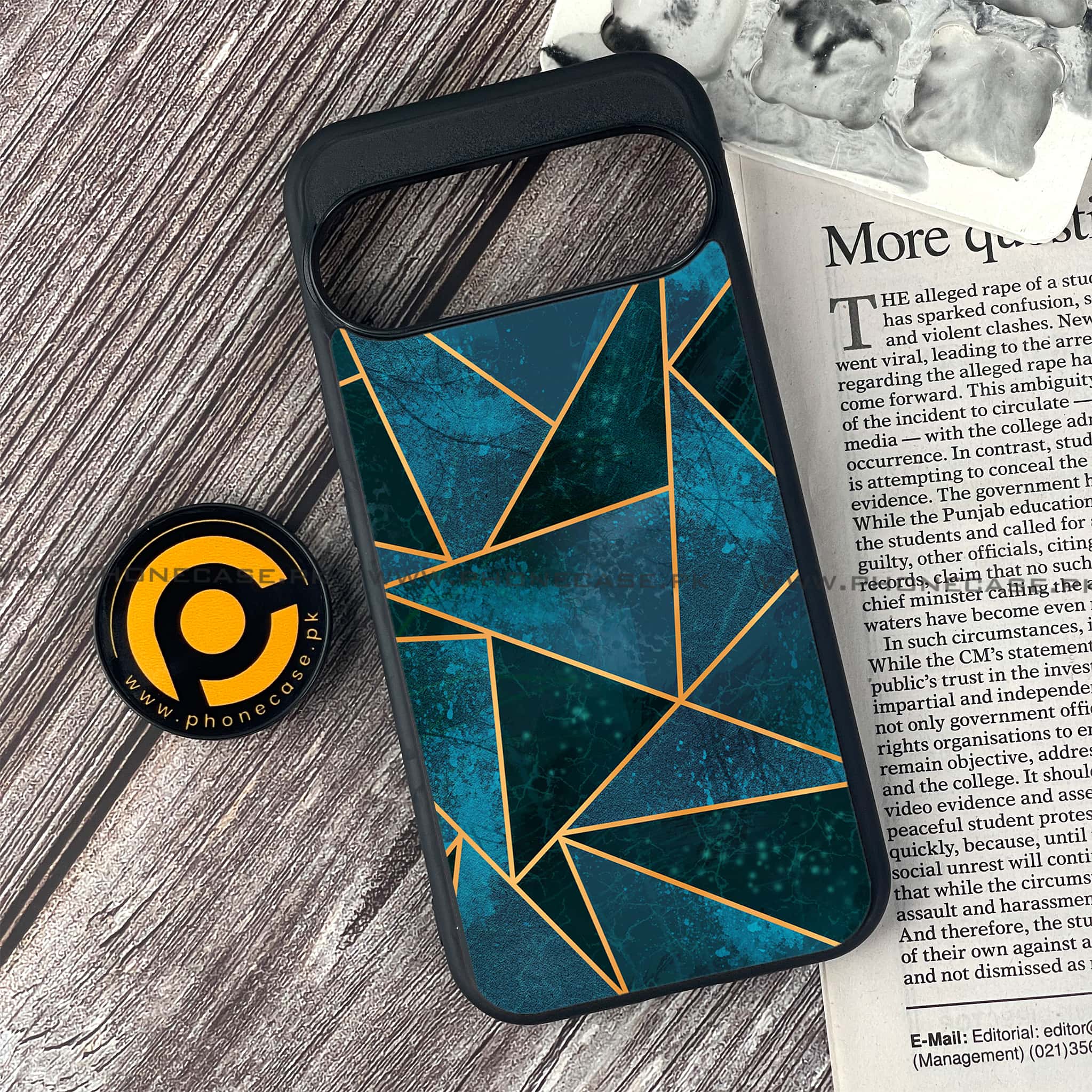 Google Pixel 9 - Geometric Marble Series - Premium Metal Printed soft Bumper Shock Proof Case