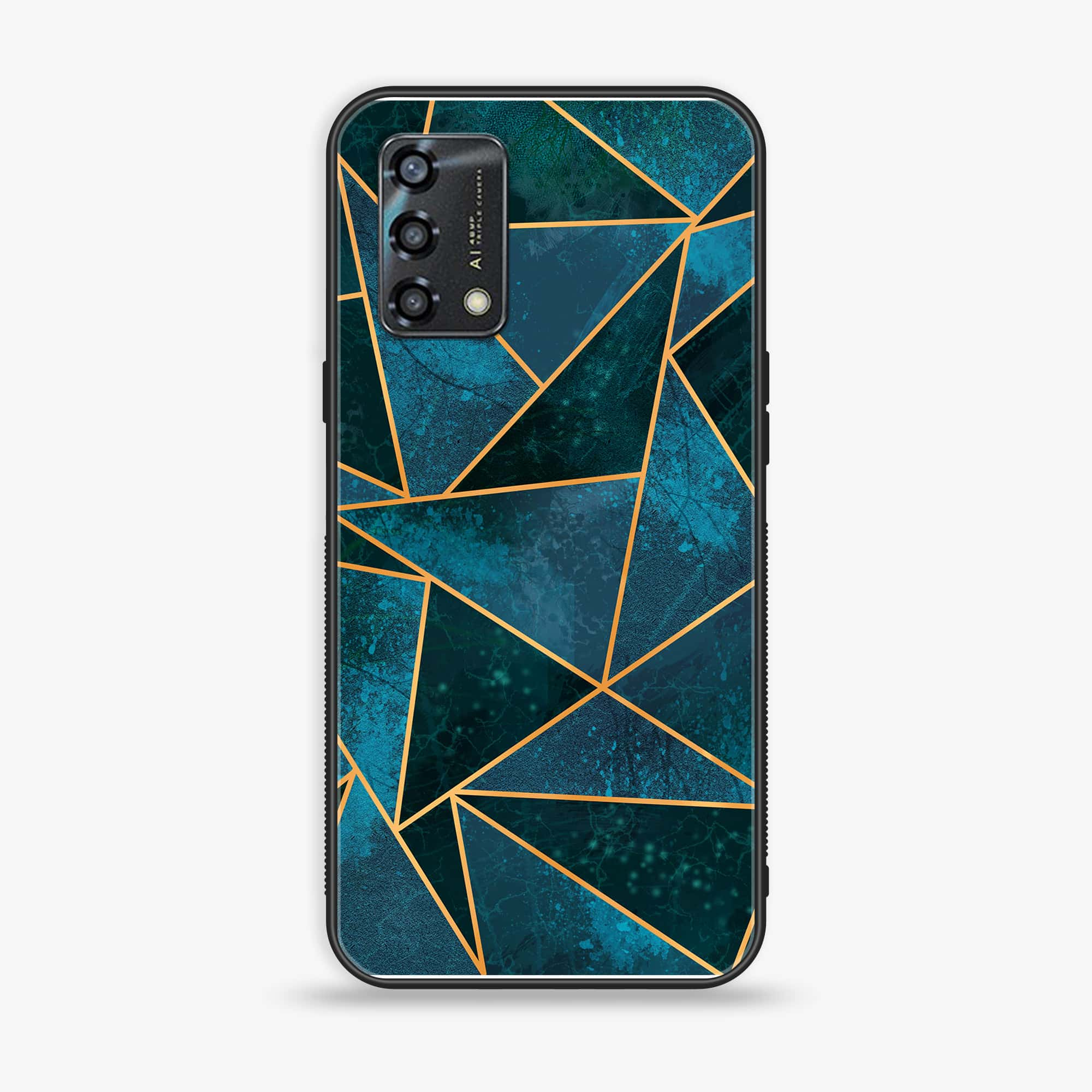 Oppo A95 - Geometric Marble Series - Premium Printed Glass soft Bumper shock Proof Case