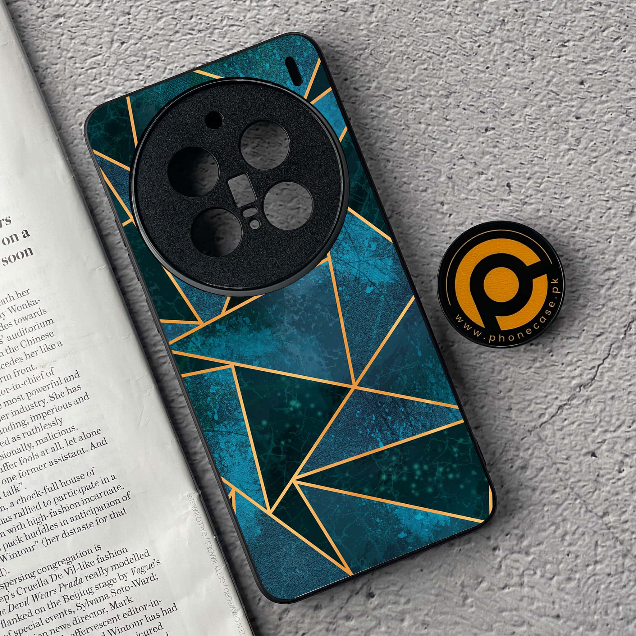 Vivo X200 Pro - Geometric Marble Series - Premium Metal  Printed soft Bumper shock Proof Case