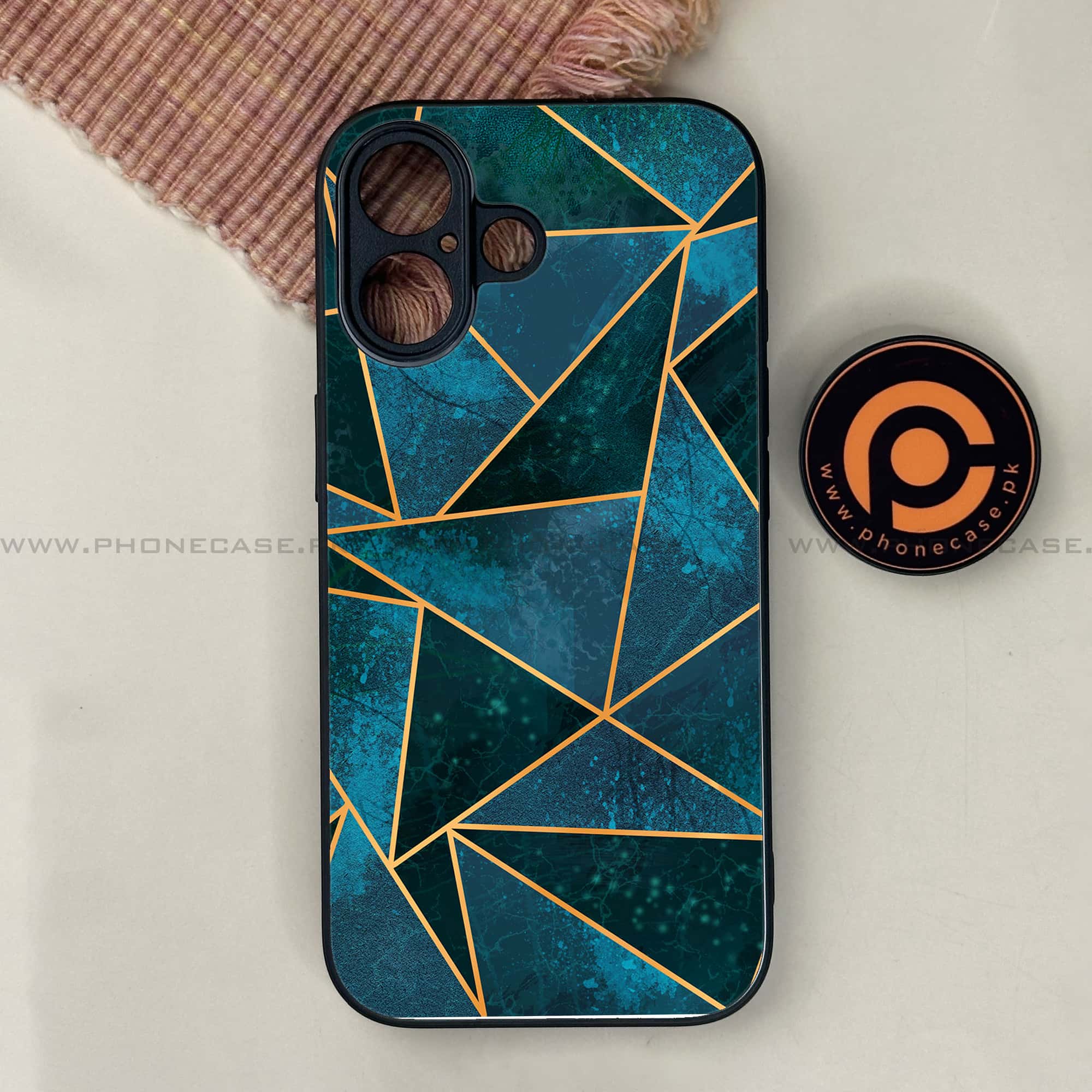 iPhone 17 - Geometric Marble Series - Premium Printed Glass soft Bumper shock Proof Case
