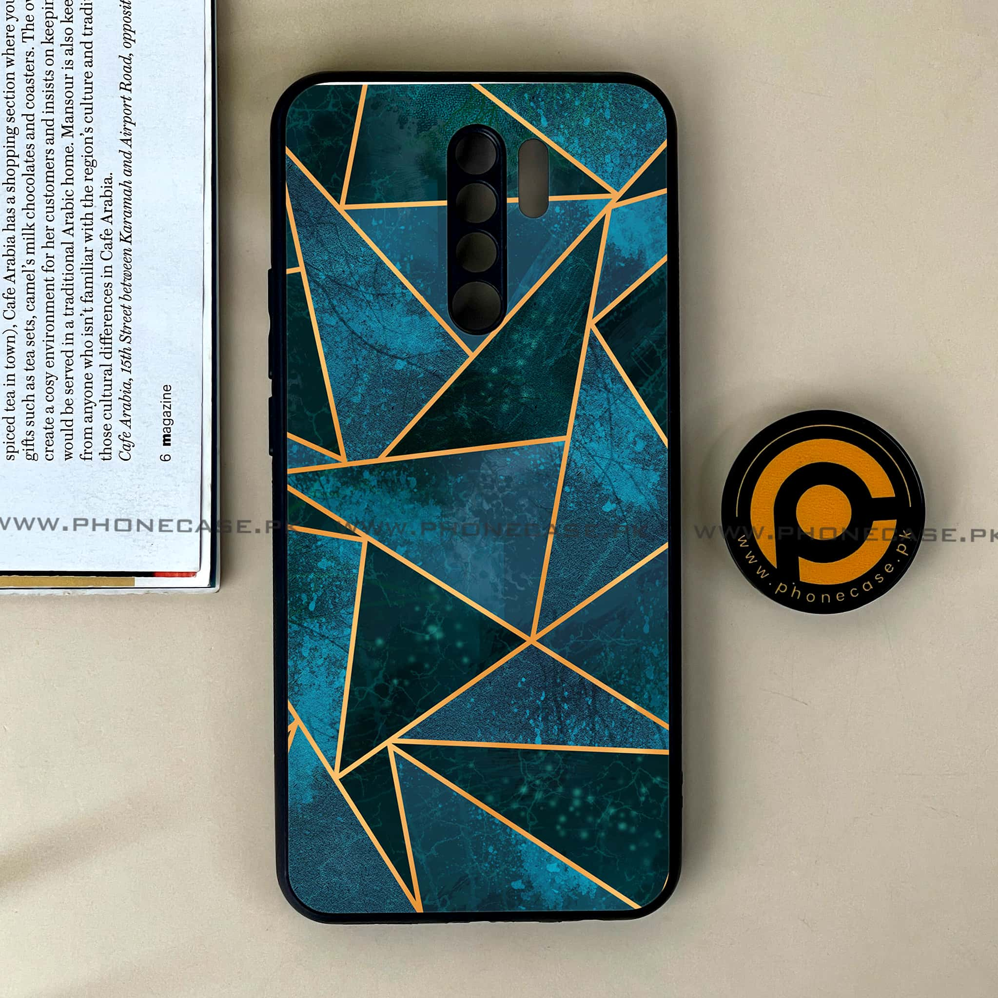 Xiaomi Redmi 9 - Geometric Marble Series - Premium Printed Glass soft Bumper shock Proof Case